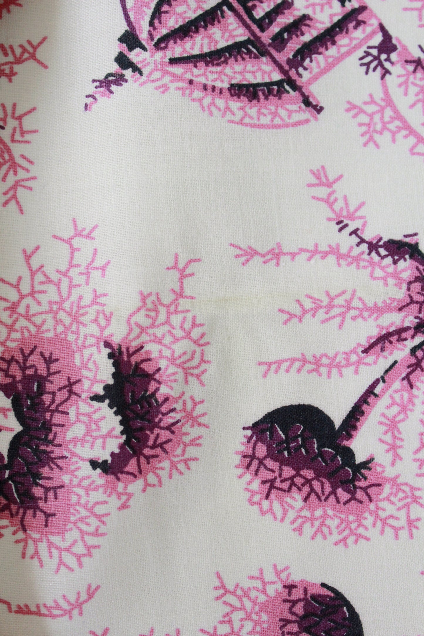 Vintage 1960s/70s Purple Flowers With Old Time Carriage Ride Cotton Fabric, 2.5 Yards