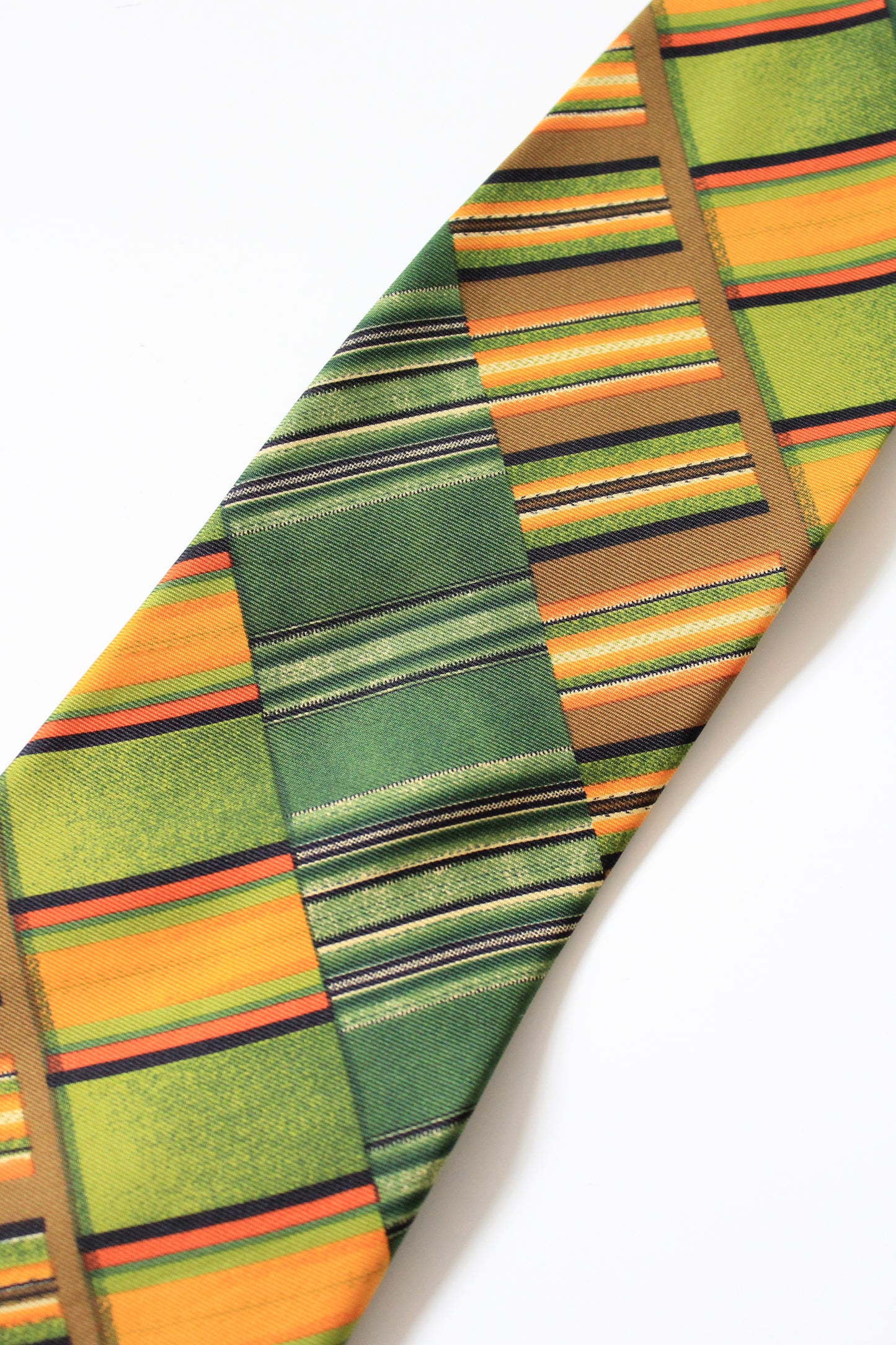 1990s YSL Green And Yellow Graphic Designer Silk Tie