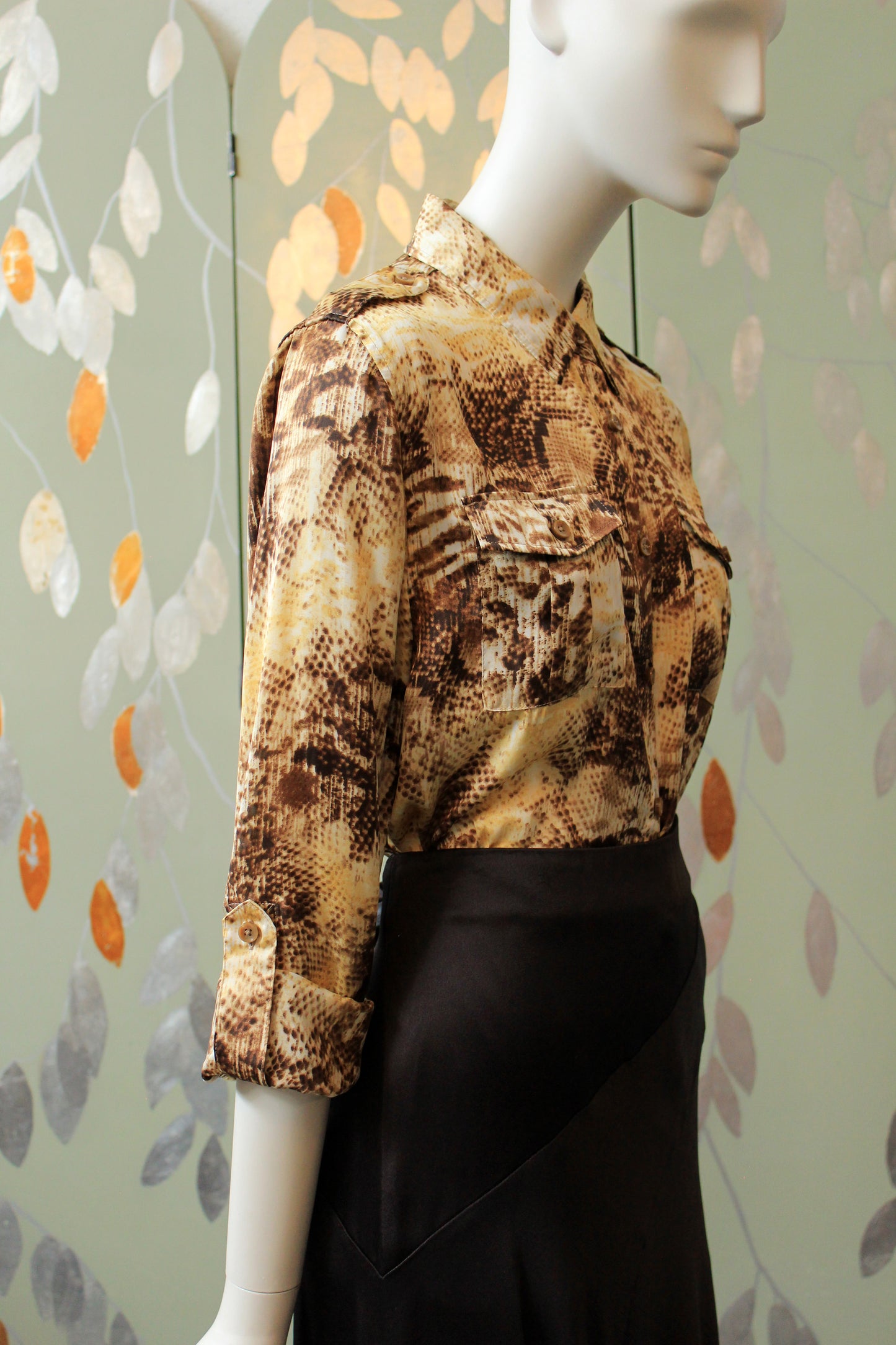 Early 2000s Jones New York Snake Print Long Sleeve Blouse, Medium
