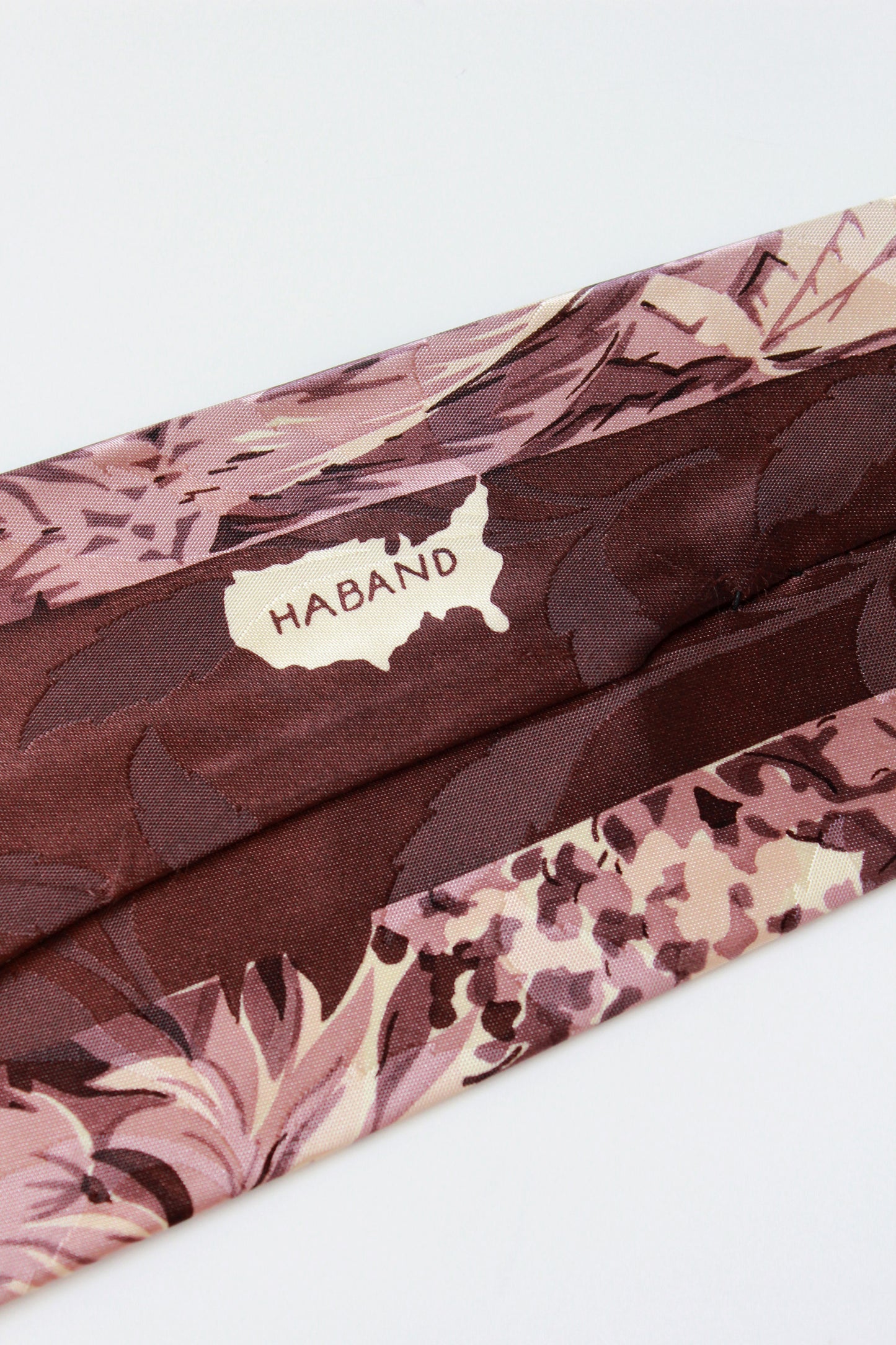 Vintage 1940s Rayon HABAND Tie With Dark Plum Bird