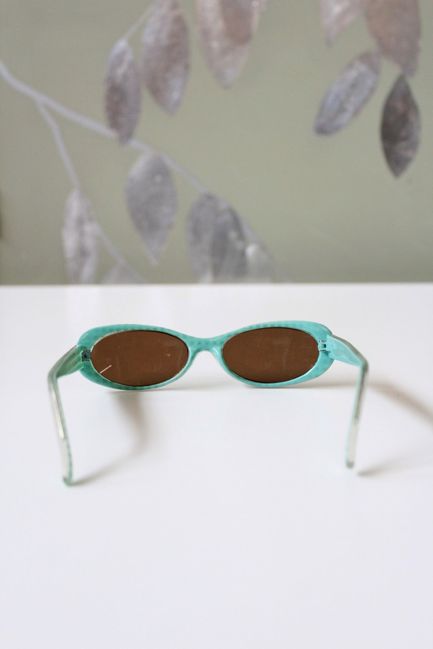 1950s Green Gingham Translucent Sunglasses 