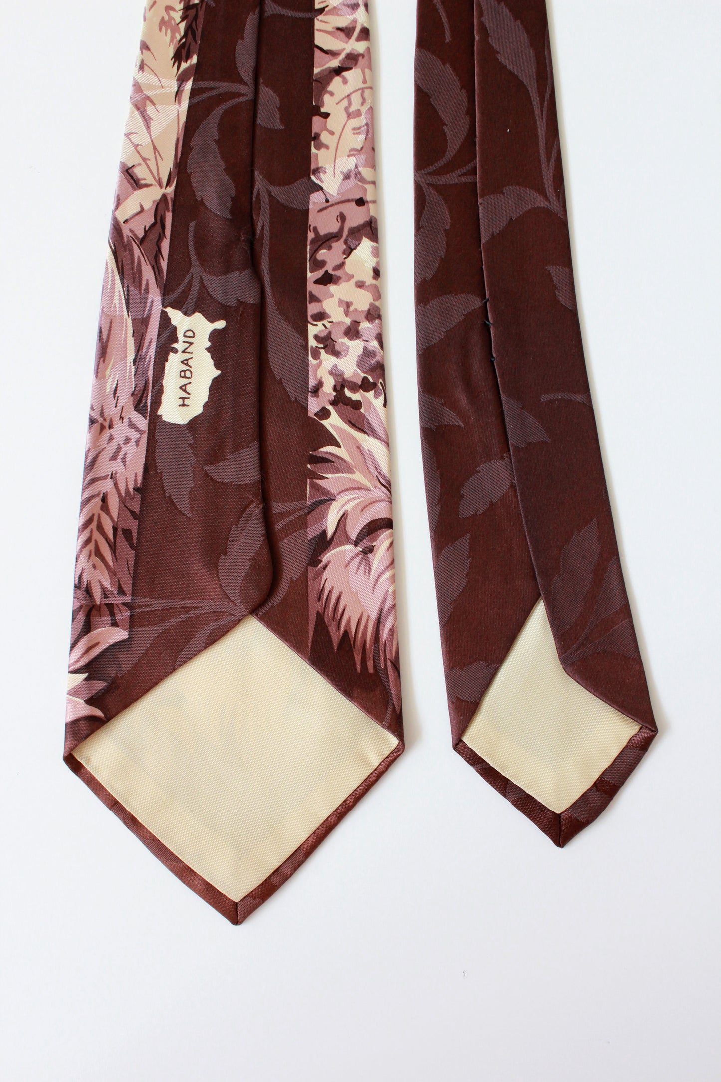 Vintage 1940s Rayon HABAND Tie With Dark Plum Bird