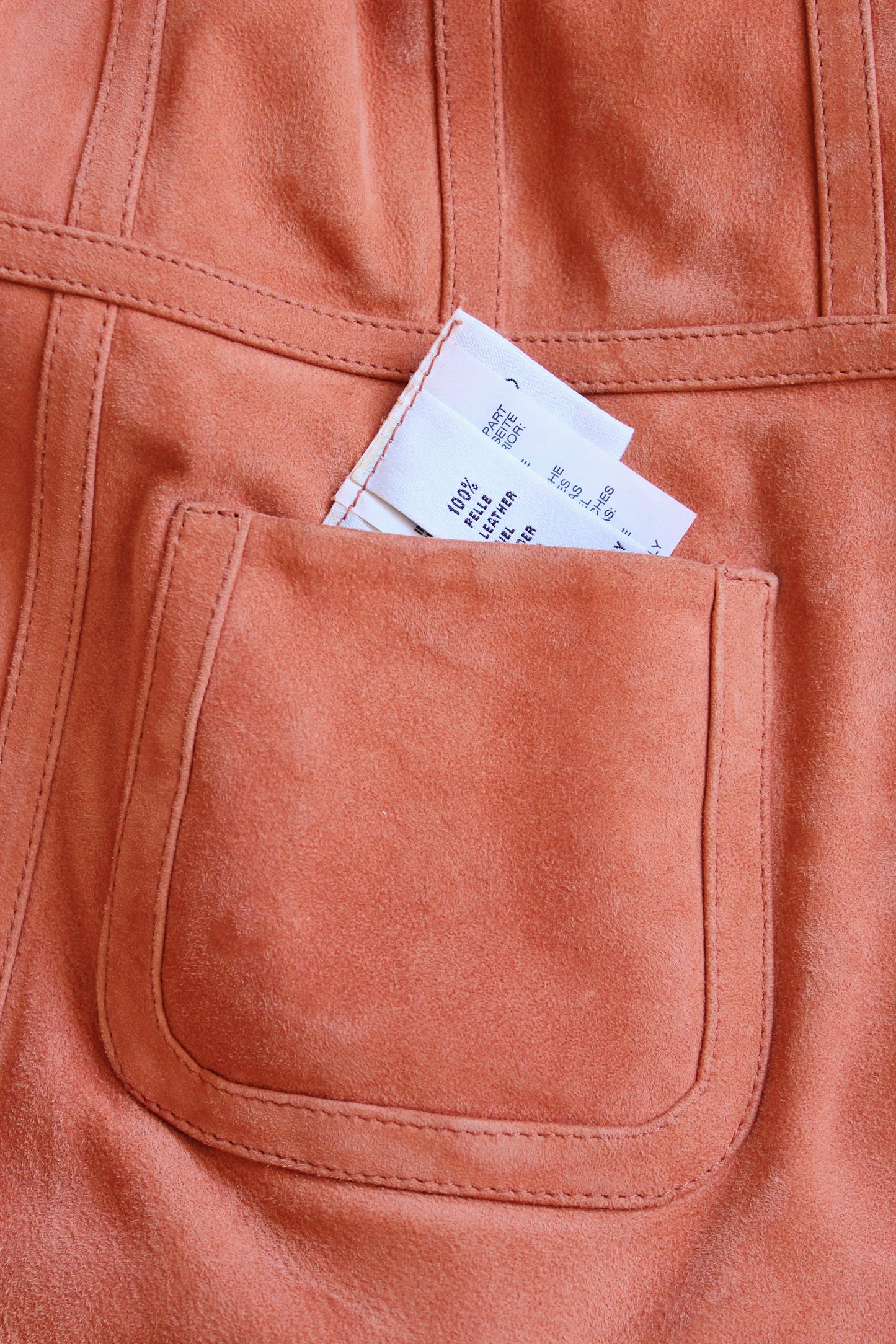 1990s/2000s Agnona Orange Suede Leather Jacket With Black Buttons, Small/Medium