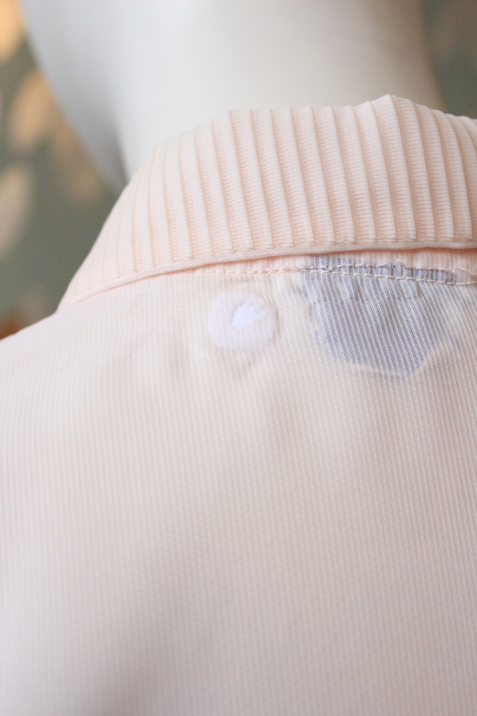 Vintage 1950s Light Pink Nylon Short Sleeve Blouse With Pintucks, M