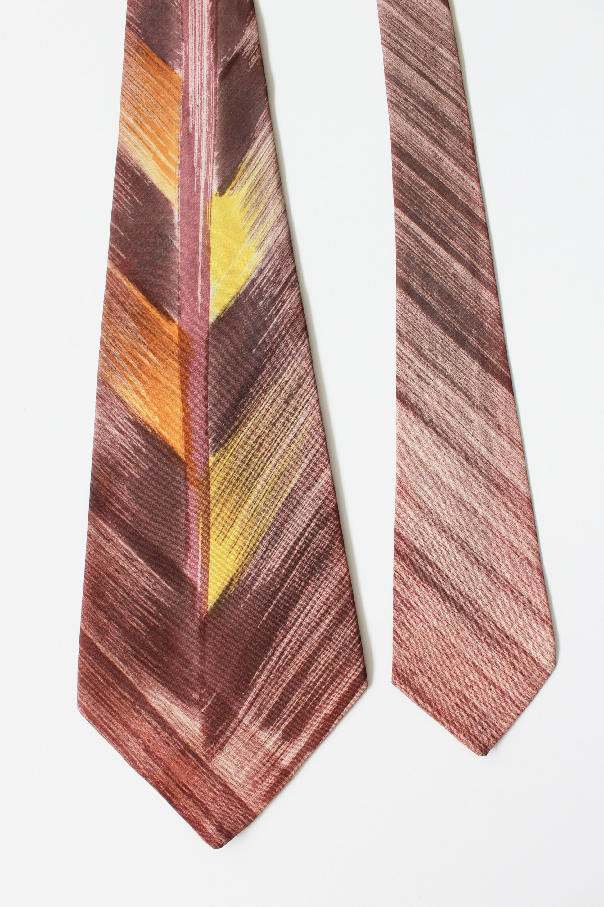 Vintage 1950s Hand Painted Brown And Orange Gradient Tie