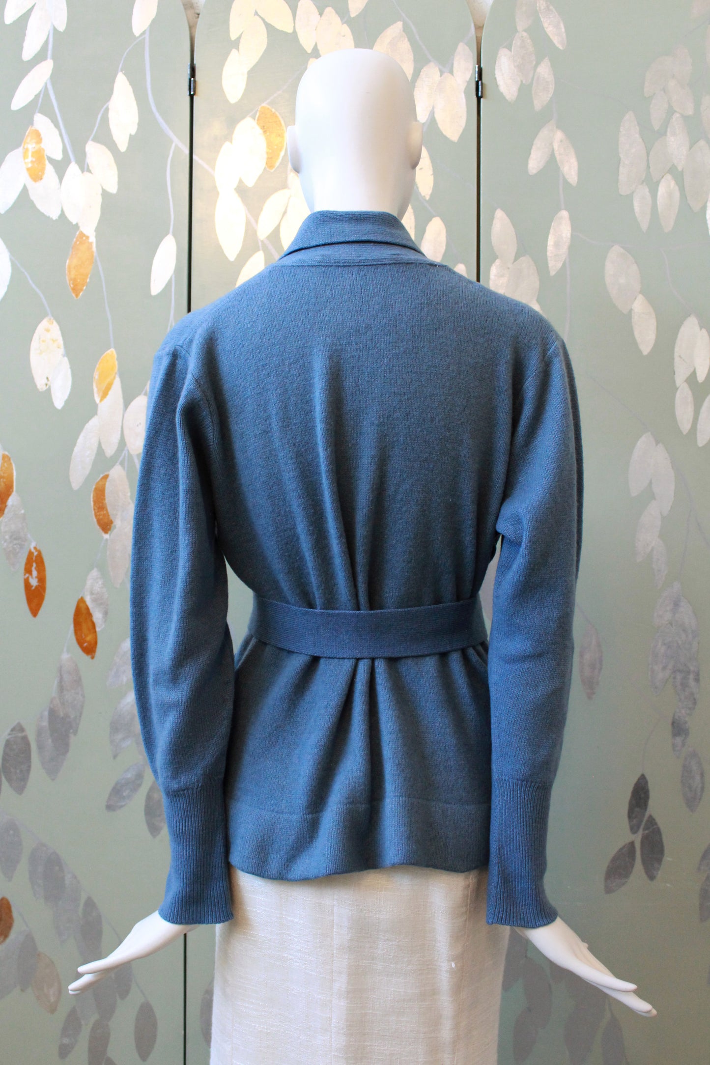 1960s Blue Cashmere Sweater With Matching Belt, Small 