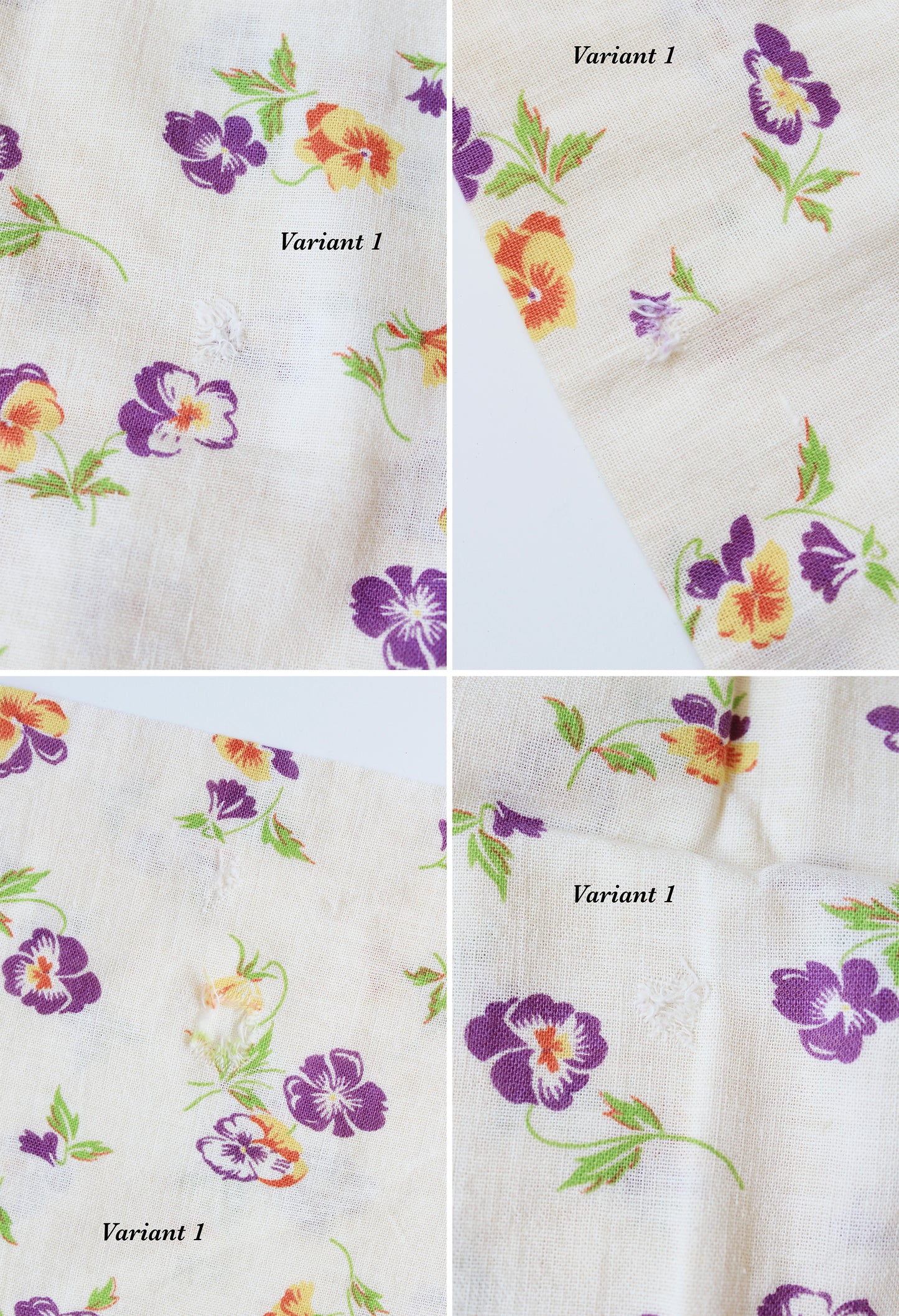 1940s Cream, Orange And Purple Illustrated Floral Feedsack , Vintage Summer Sewing/Quilting Fabric