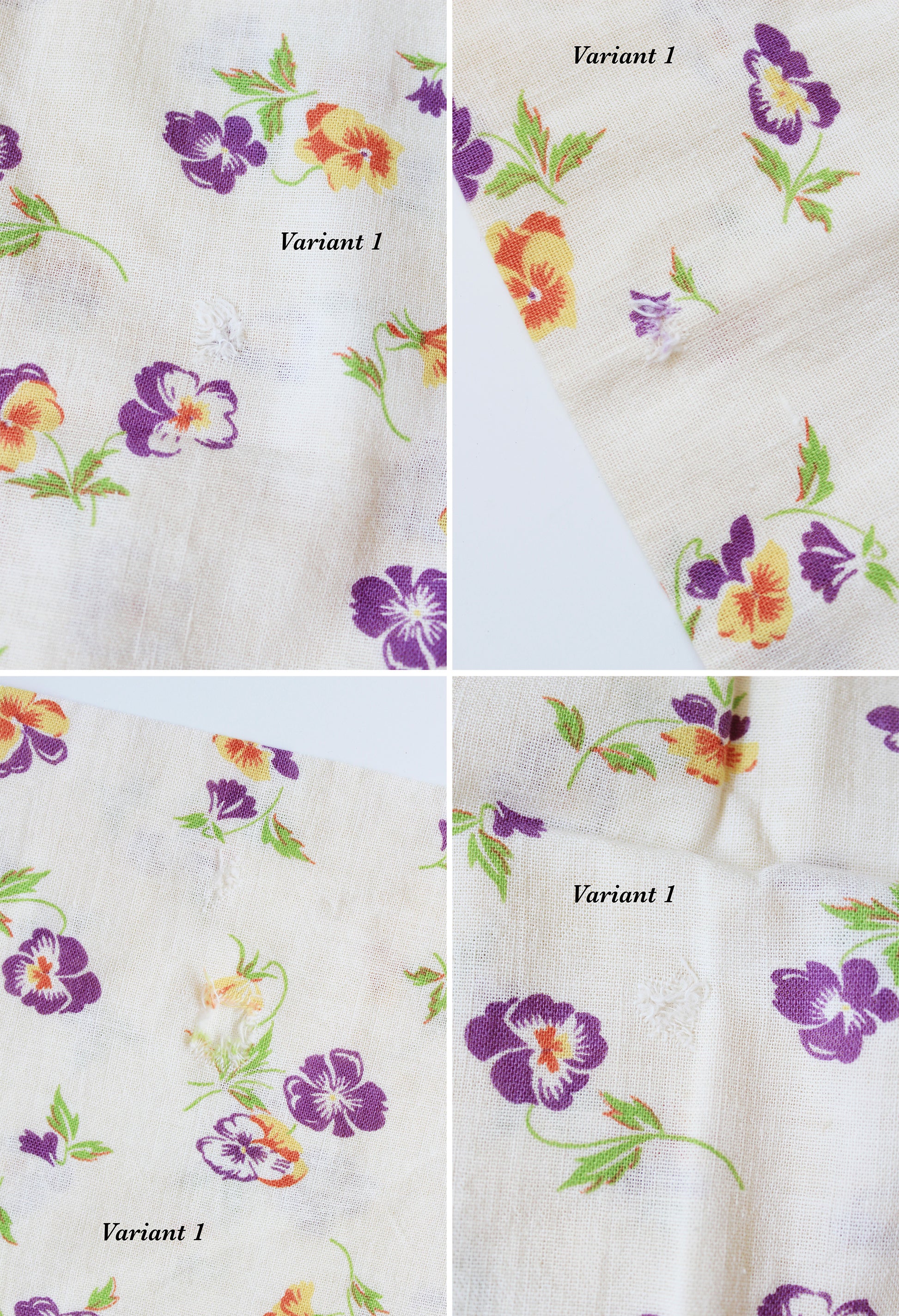 1940s Cream, Orange And Purple Illustrated Floral Feedsack , Vintage Summer Sewing/Quilting Fabric