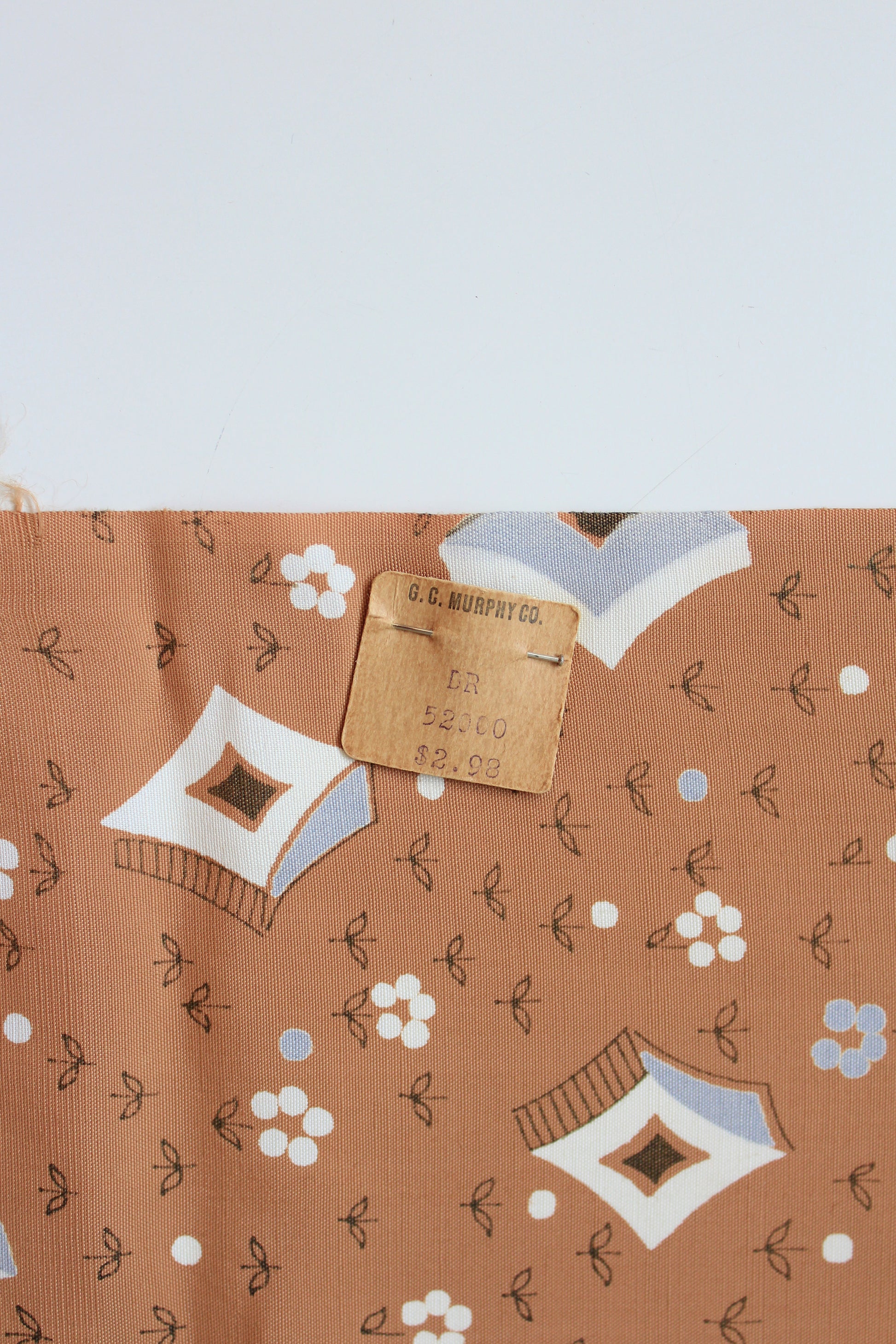 1940s Brown Abstract Square/Diamond And Floral Print Rayon  Fabric, 4 Yards