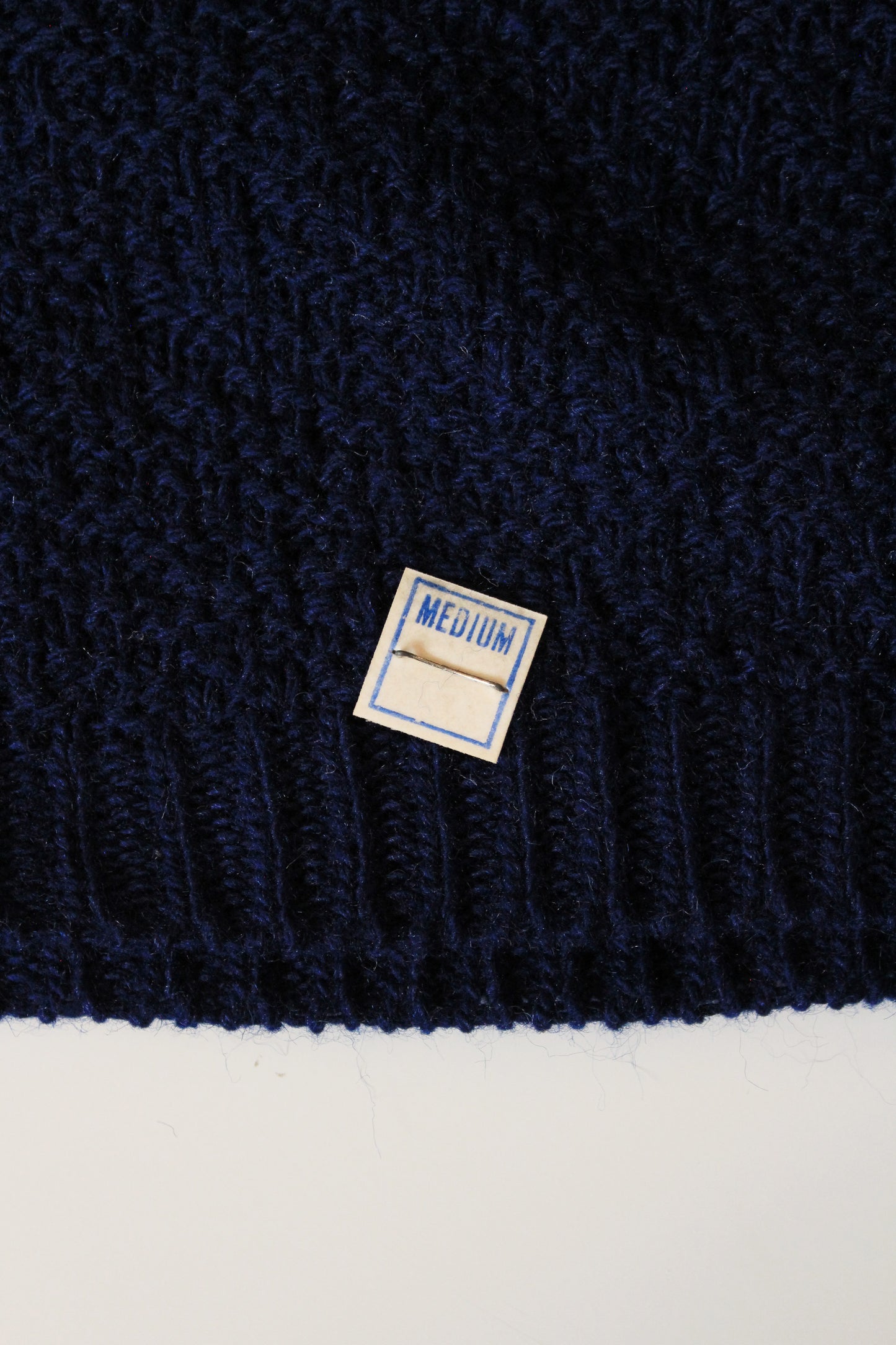 1970s Deadstock Short Sleeve Navy Blue Acrylic Knit Top With Zipper, Small