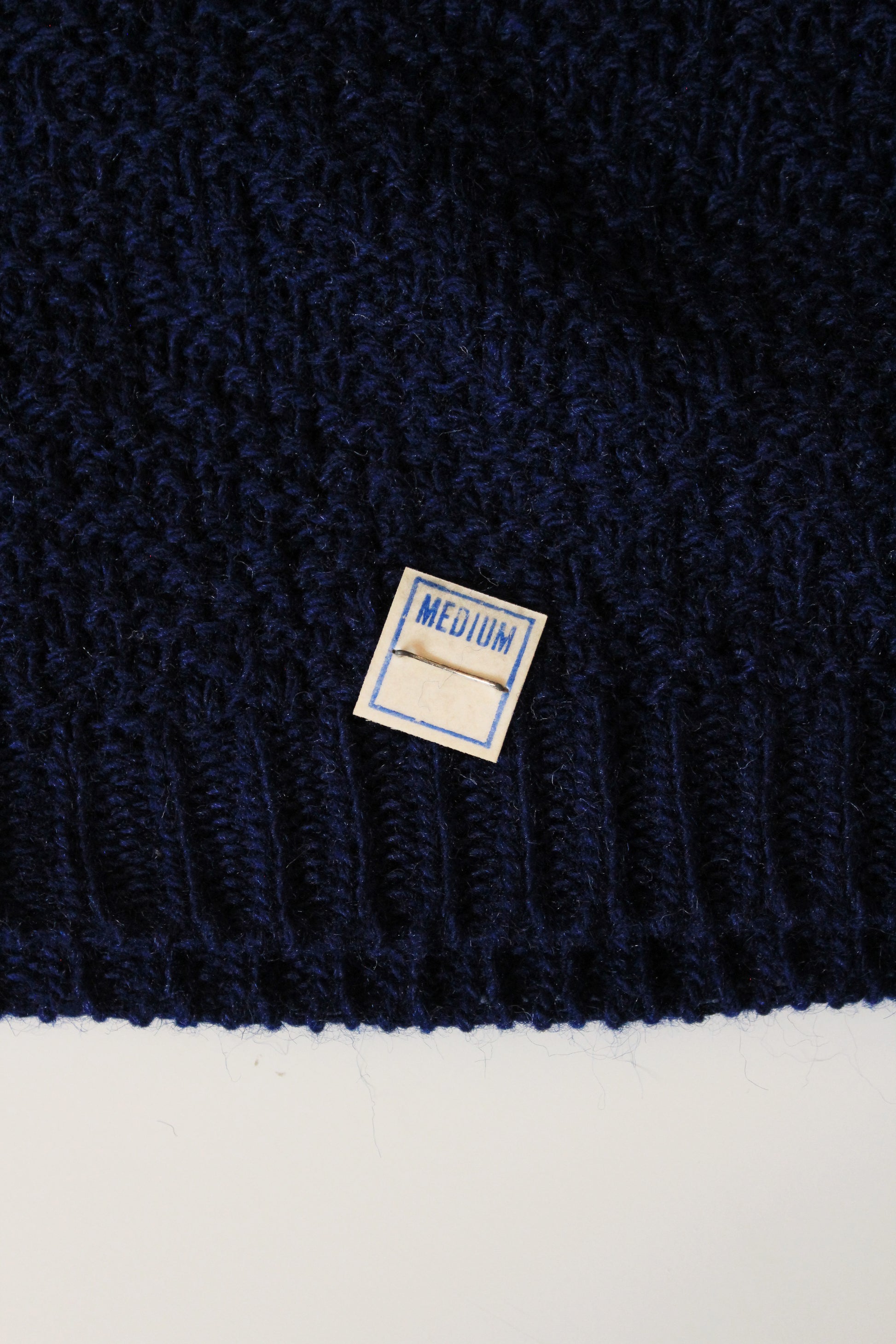 1970s Deadstock Short Sleeve Navy Blue Acrylic Knit Top With Zipper, Small