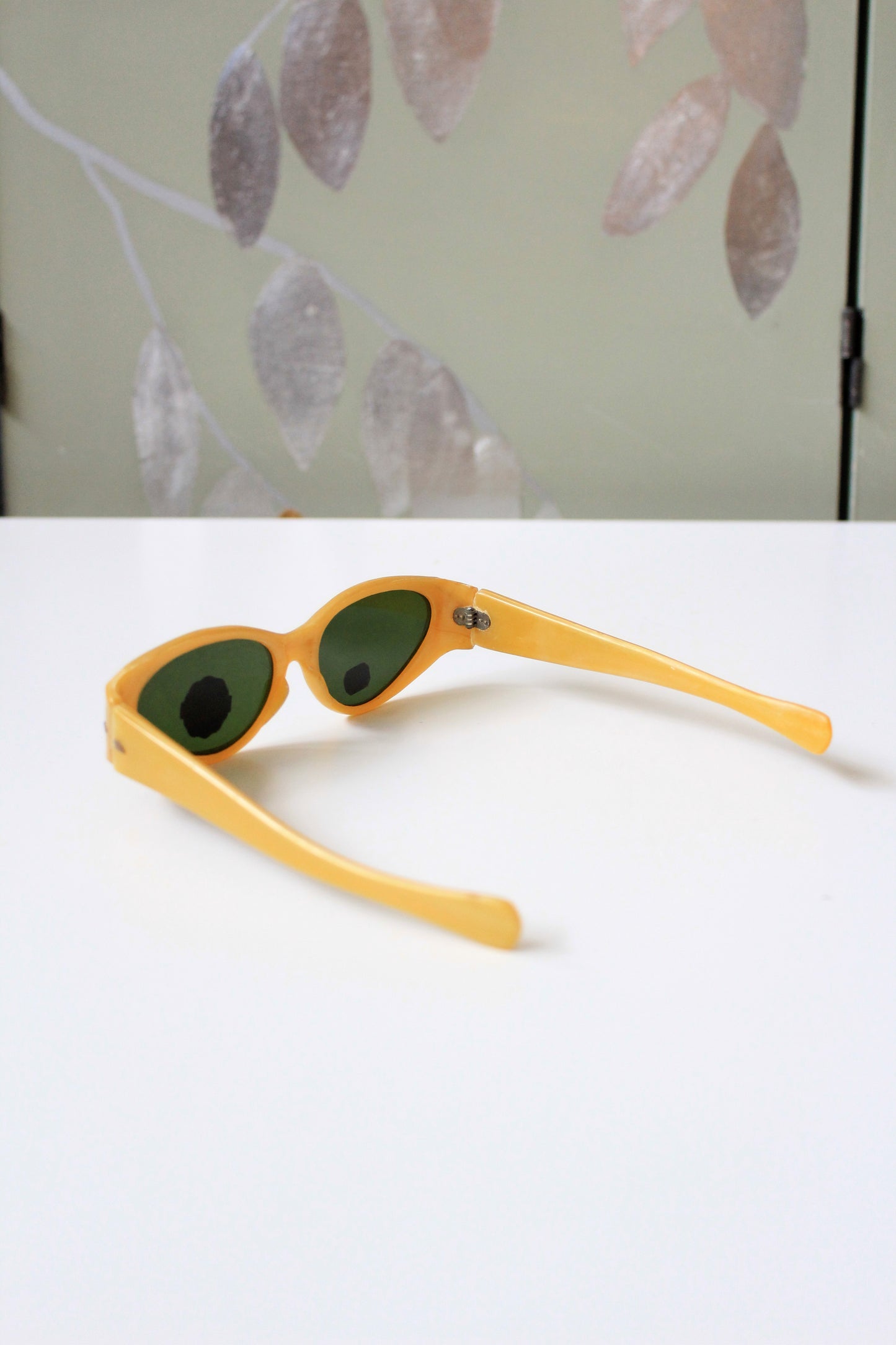 1950s Mustard Yellow Plastic Sunglasses, Unused
