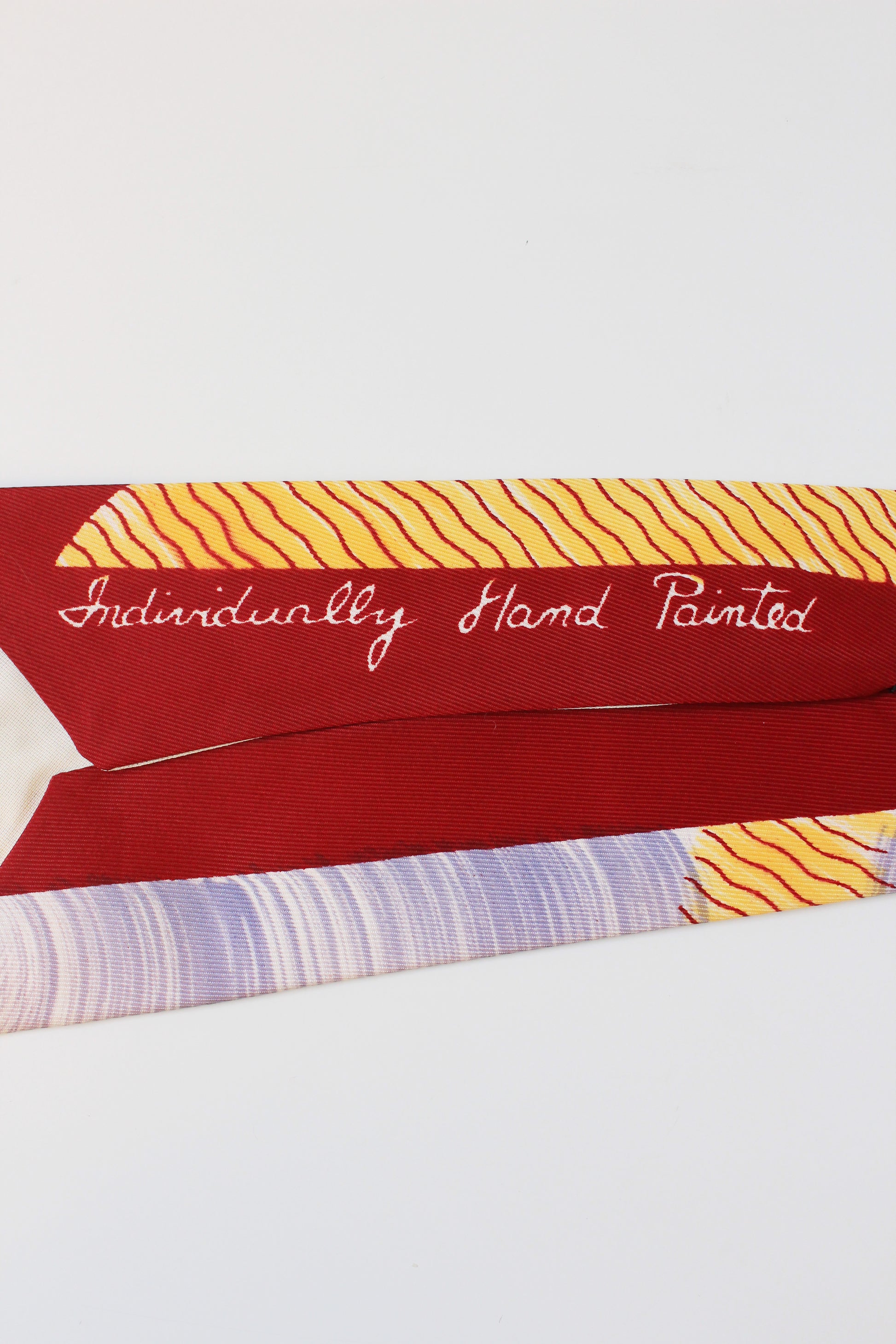 Vintage Late 1940s Burgundy And Mustard Leaf Hand-Painted Tie