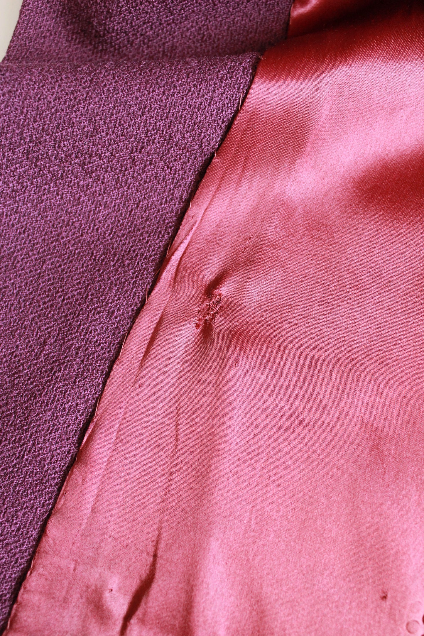 1940s Plum Flared Coat With Pleating And Bell Sleeves , Small 