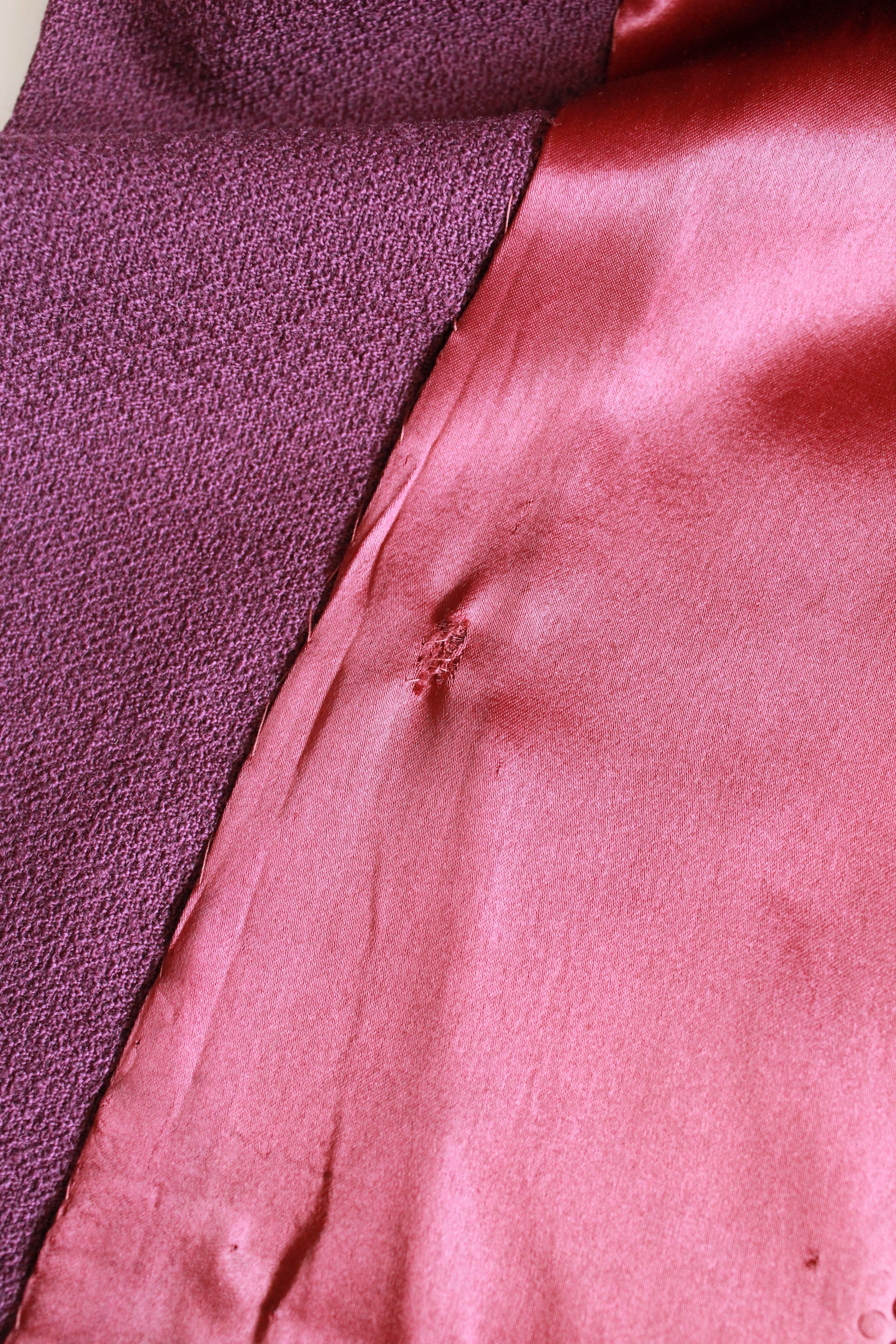 1940s Plum Flared Coat With Pleating And Bell Sleeves , Small 