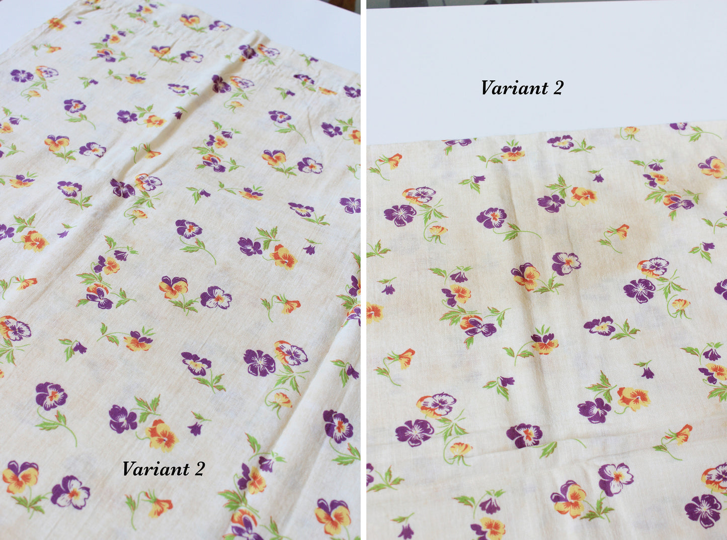 1940s Cream, Orange And Purple Illustrated Floral Feedsack , Vintage Summer Sewing/Quilting Fabric