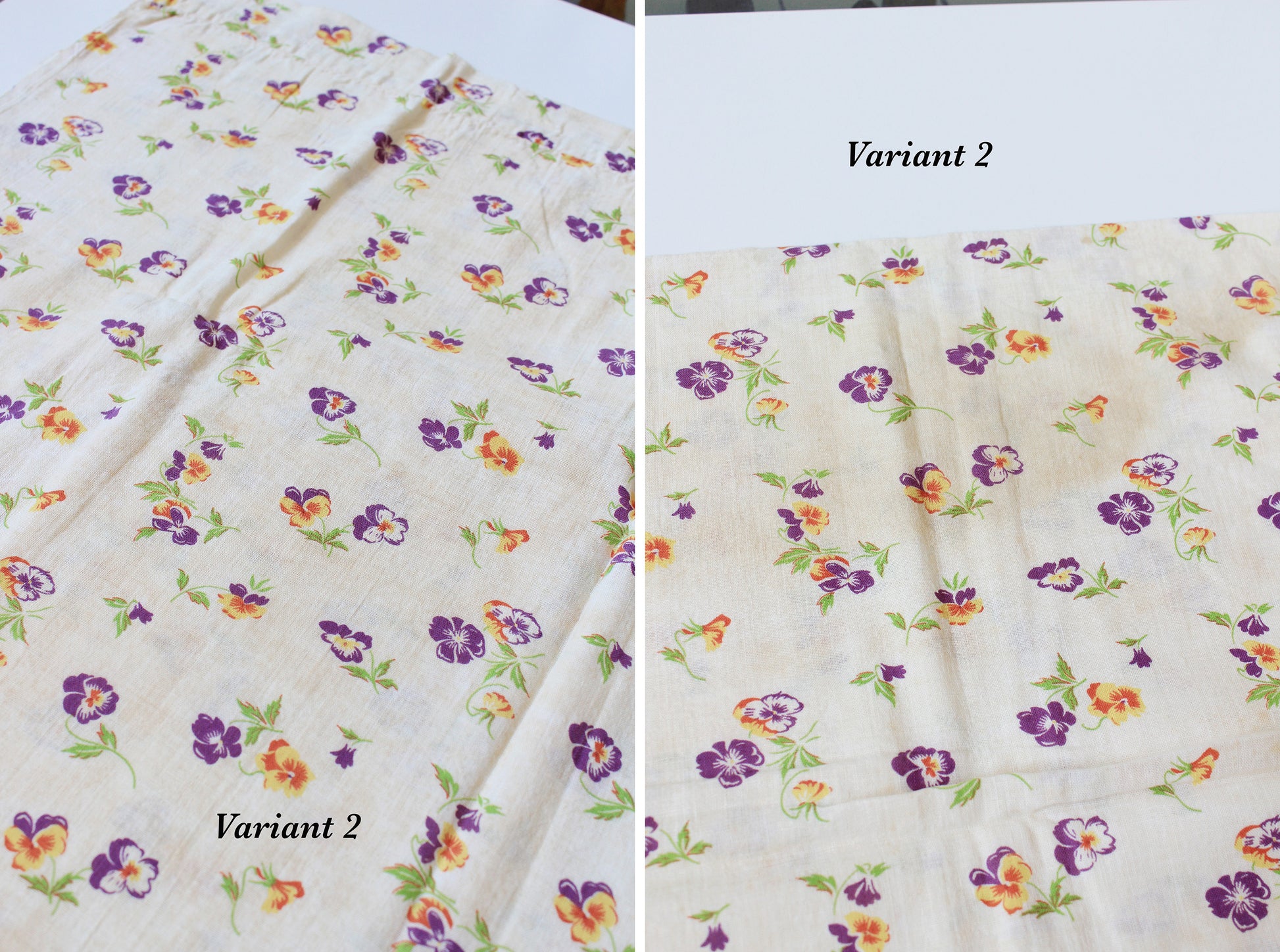 1940s Cream, Orange And Purple Illustrated Floral Feedsack , Vintage Summer Sewing/Quilting Fabric