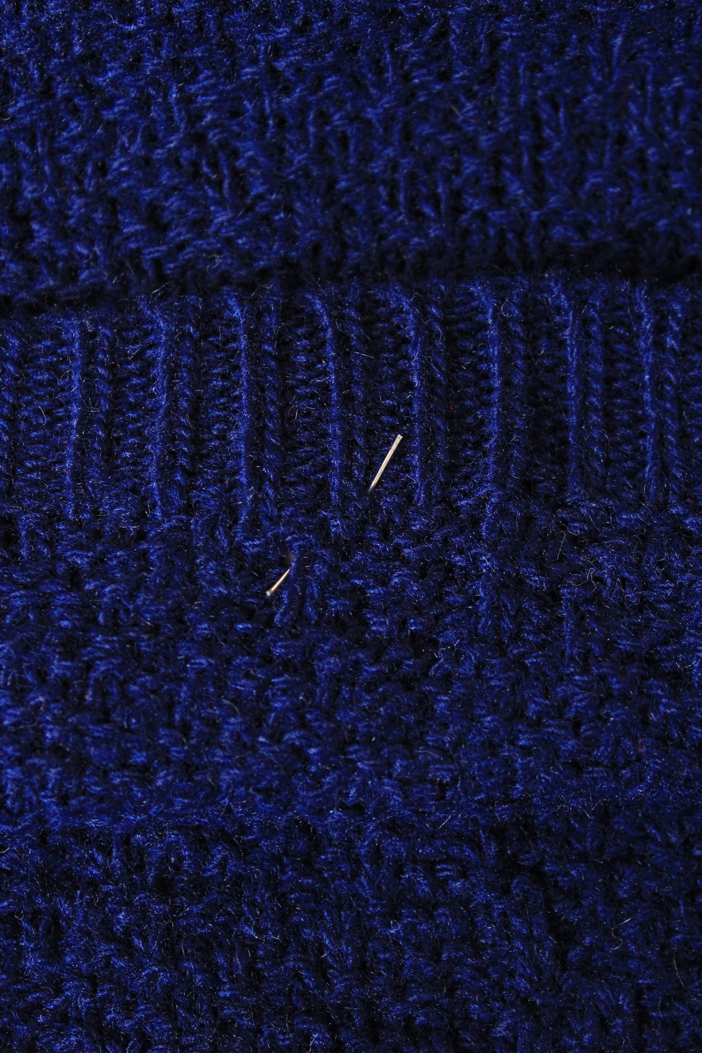 1970s Deadstock Short Sleeve Navy Blue Acrylic Knit Top With Zipper, Small