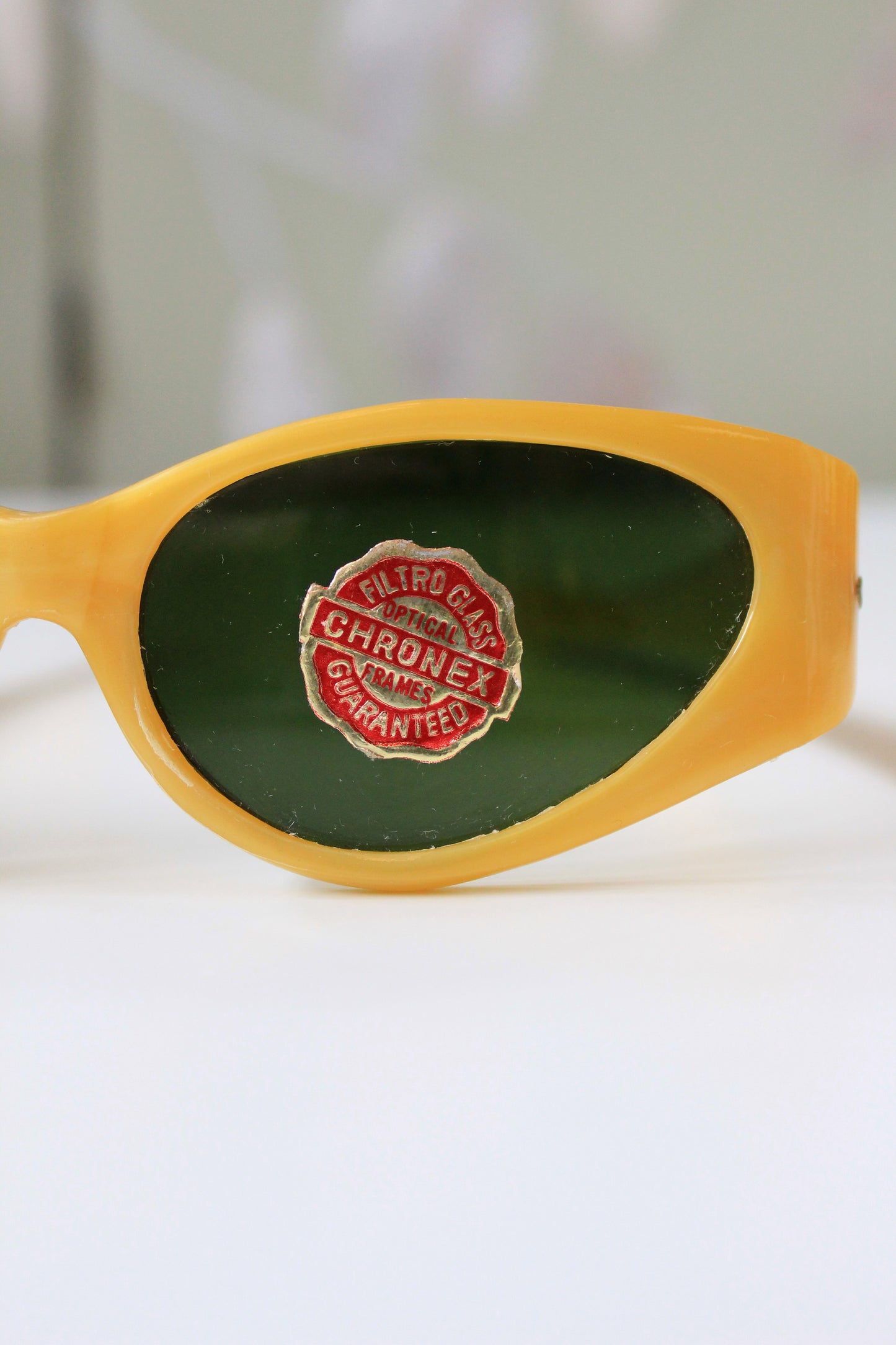 1950s Mustard Yellow Plastic Sunglasses, Unused
