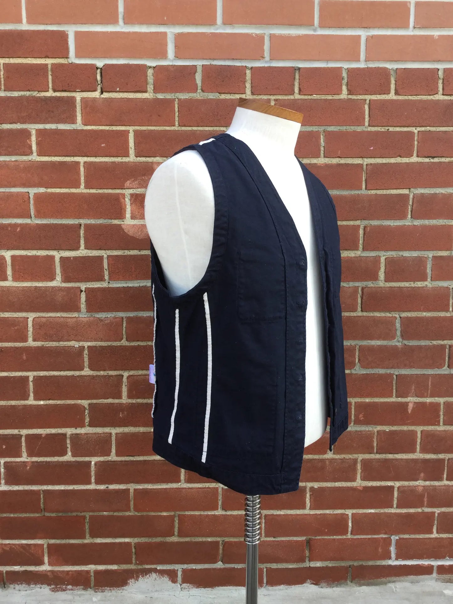2010s Universal Works Navy Cotton Work Waistcoat, Large