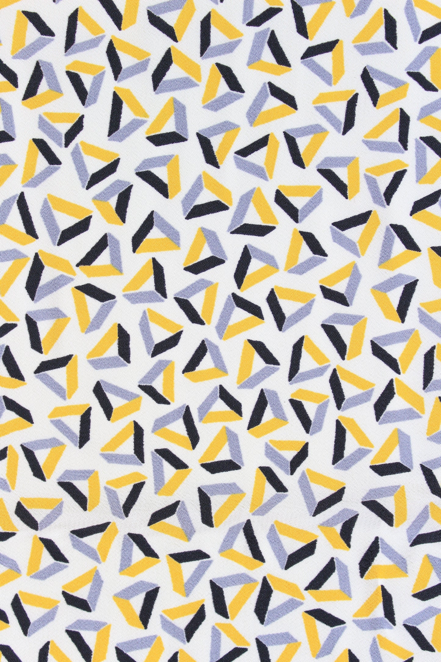 1940s White Geometric Triangle Print Rayon Sewing Fabric, 2.6 Yards