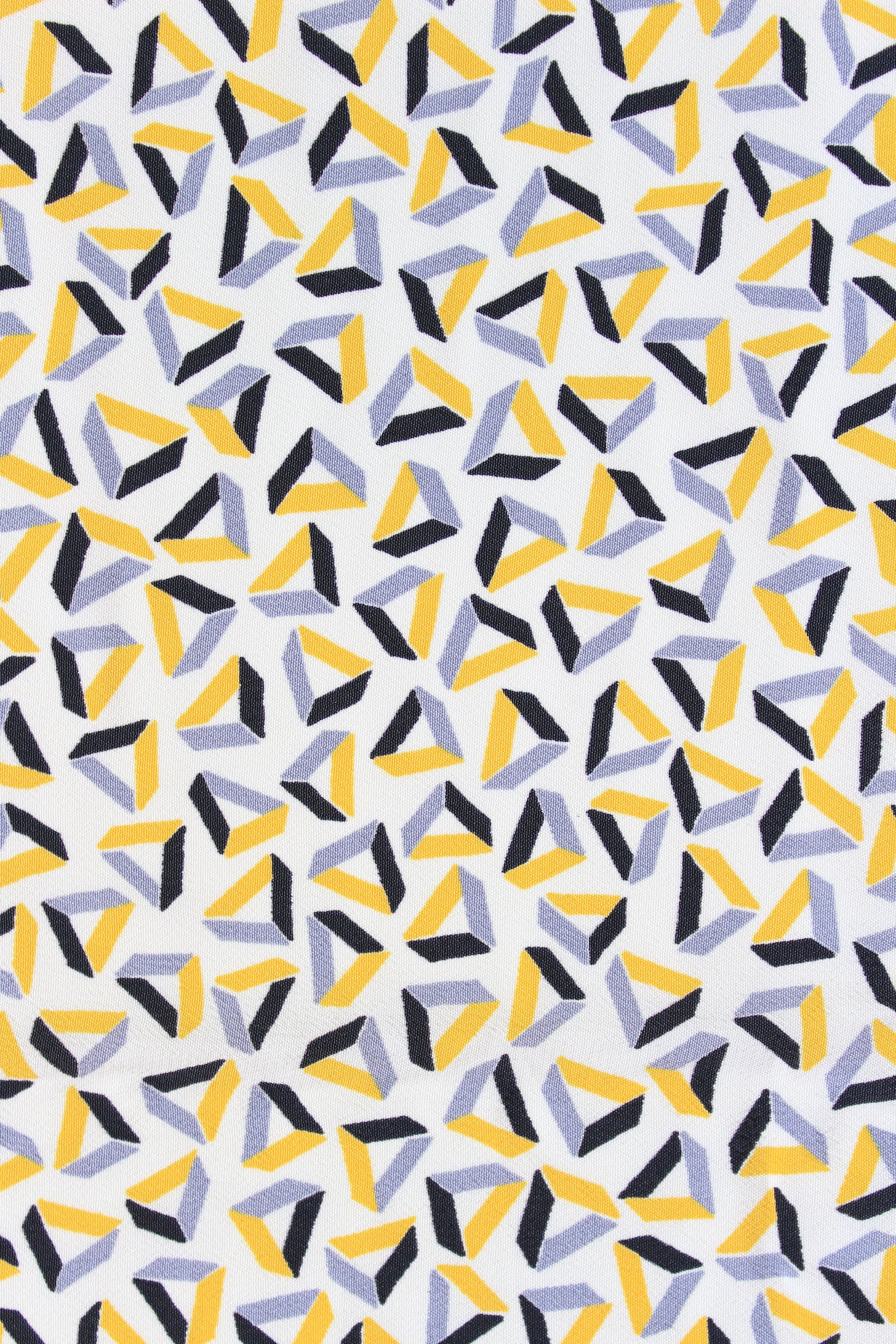 1940s White Geometric Triangle Print Rayon Sewing Fabric, 2.6 Yards