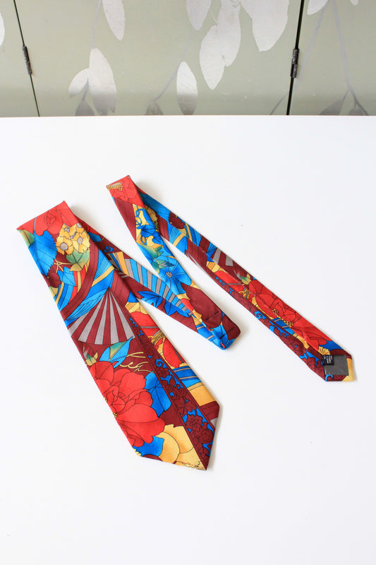 1990s Kenzo Bold Multicoloured Silk Designer Tie 