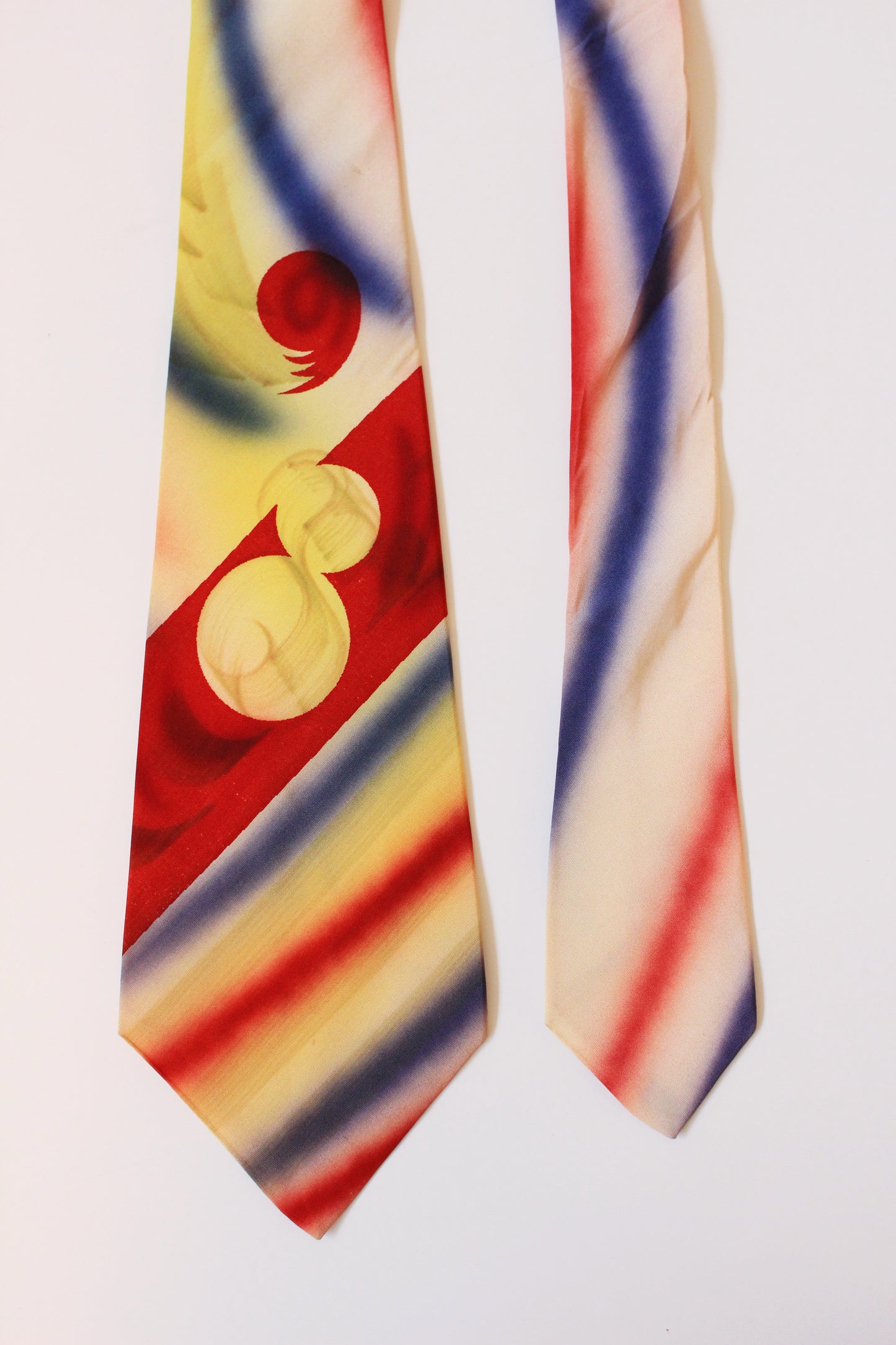 Vintage 1950s Abstract Primary Colour Hand Painted Circus Tie