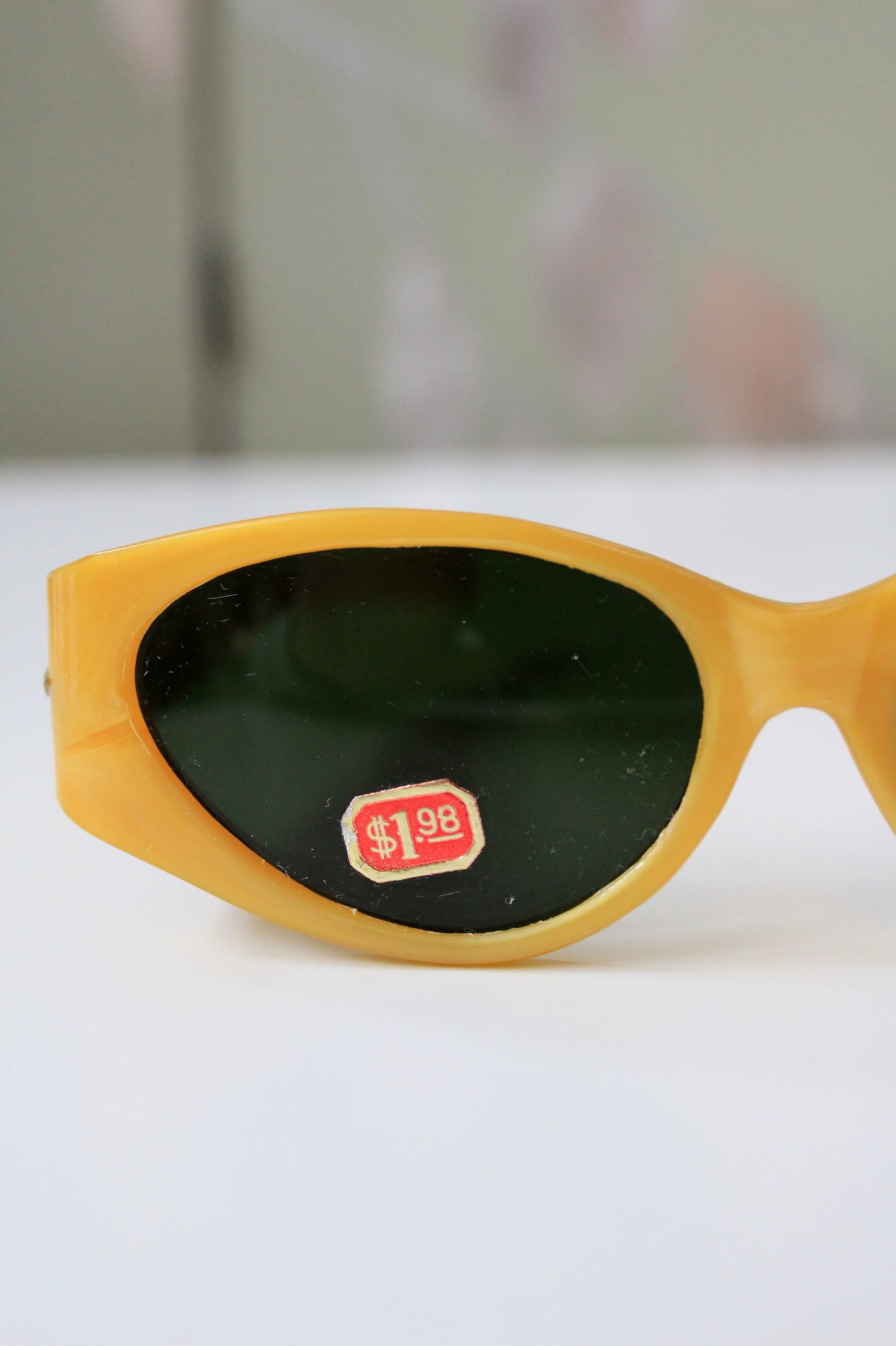 1950s Mustard Yellow Plastic Sunglasses, Unused