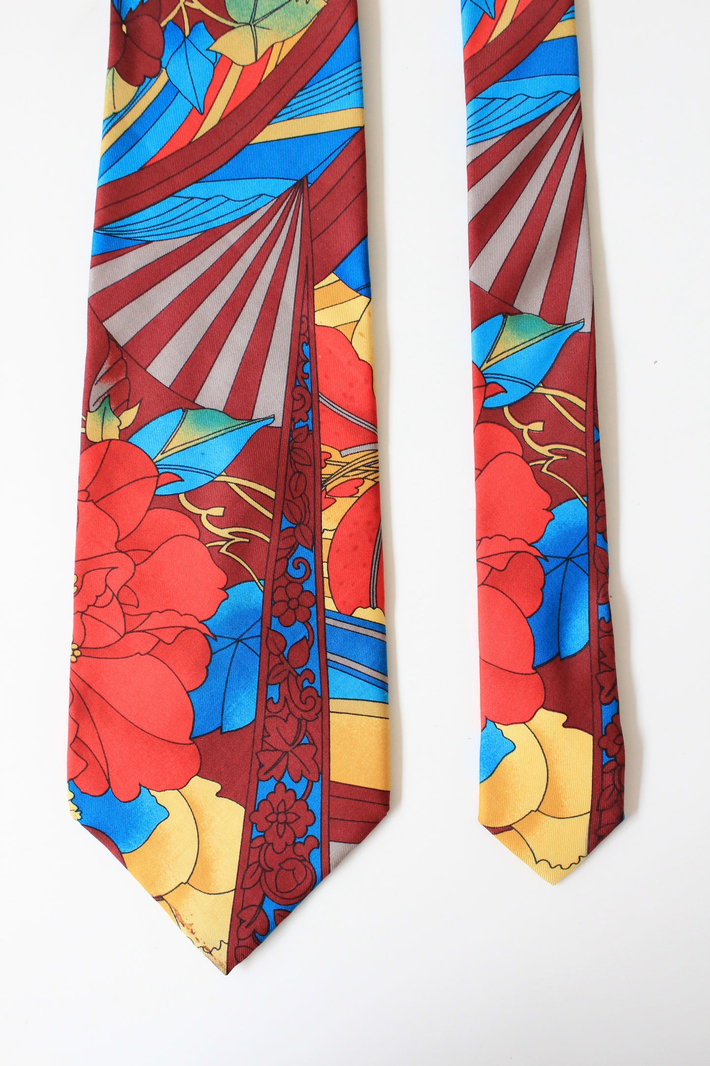 1990s Kenzo Bold Multicoloured Silk Designer Tie 