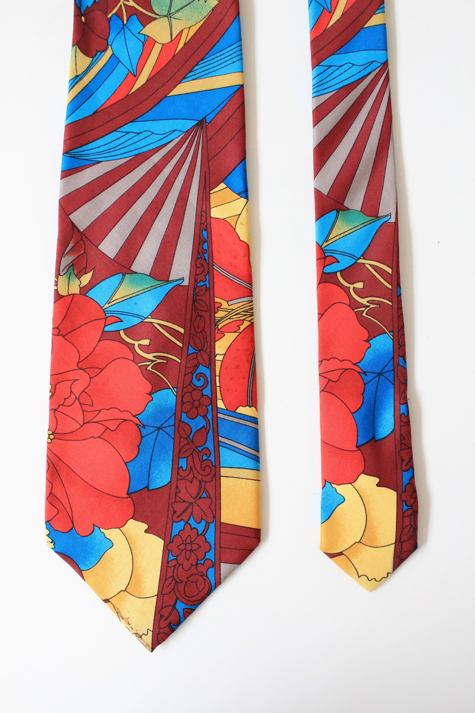 1990s Kenzo Bold Multicoloured Silk Designer Tie 