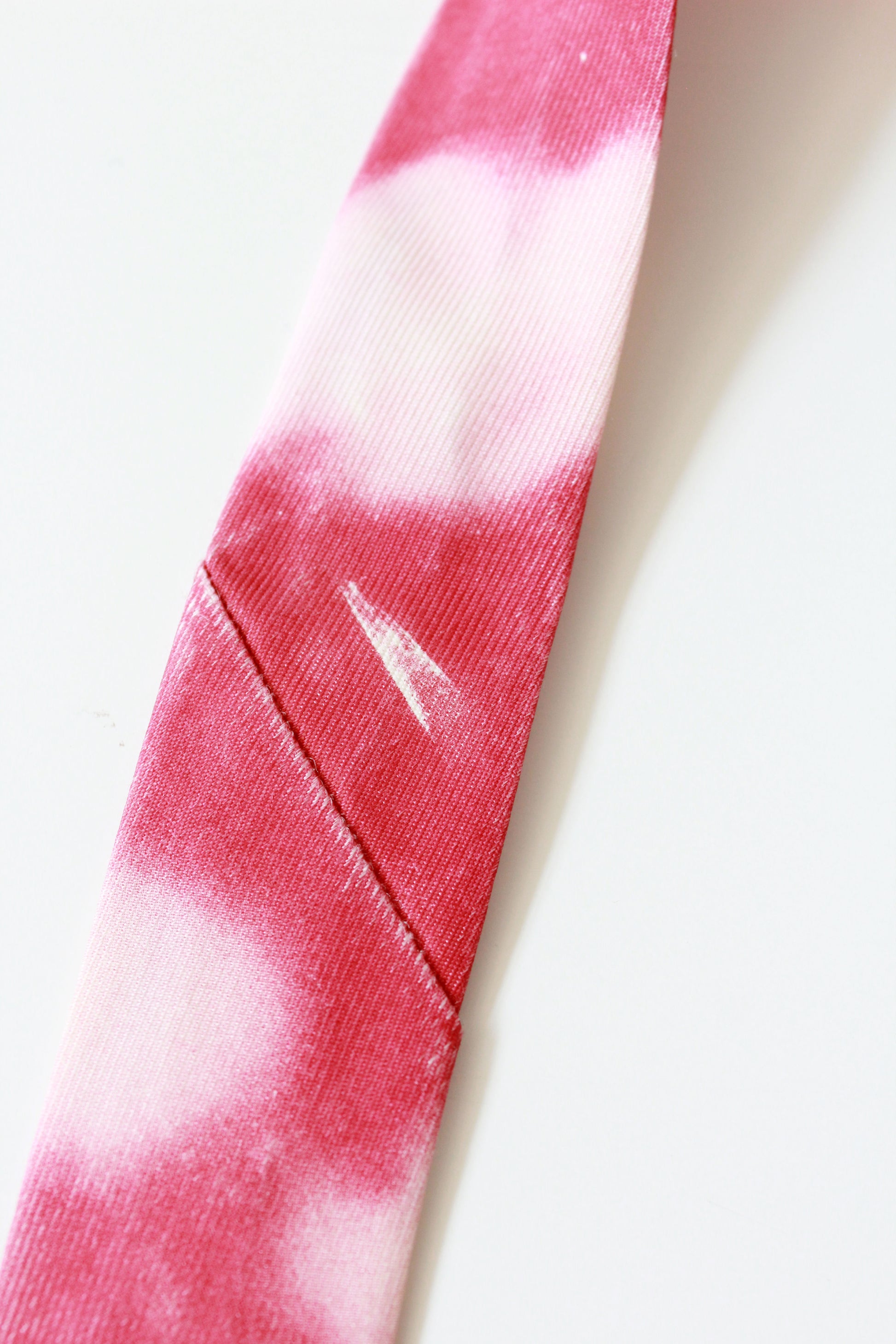 Vintage 1950s Pink Flamingo Rayon Photo Print Tie, Handmade Mid Century 