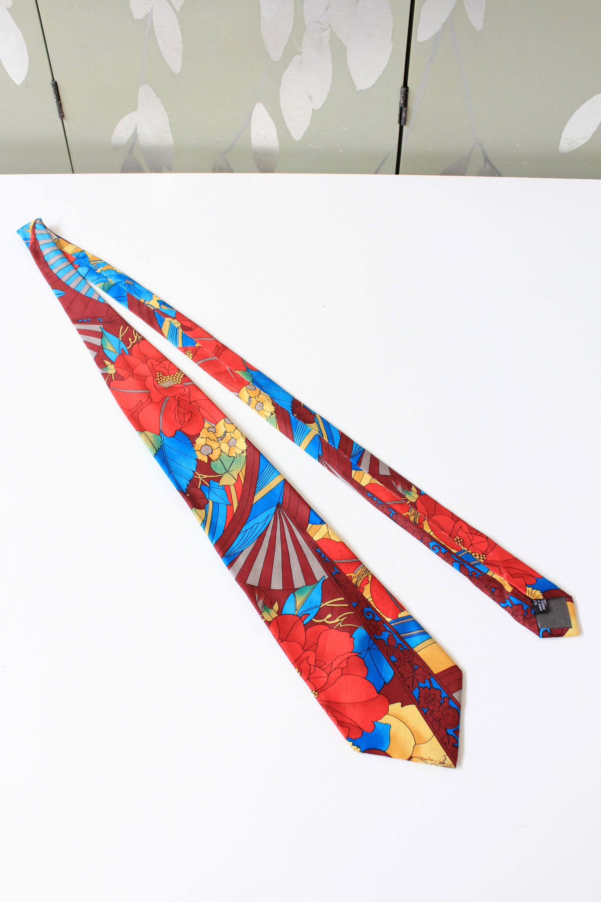 1990s Kenzo Bold Multicoloured Silk Designer Tie 