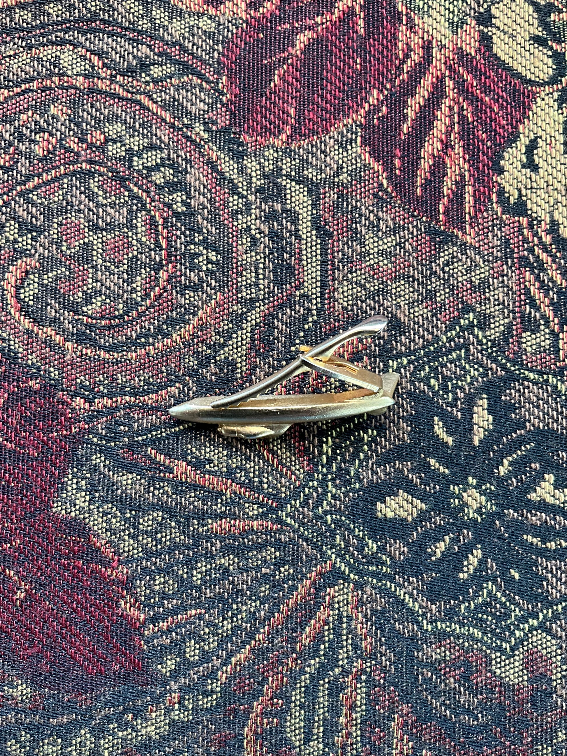 Vintage 1960s Gold Tone Airplane Tie Clip
