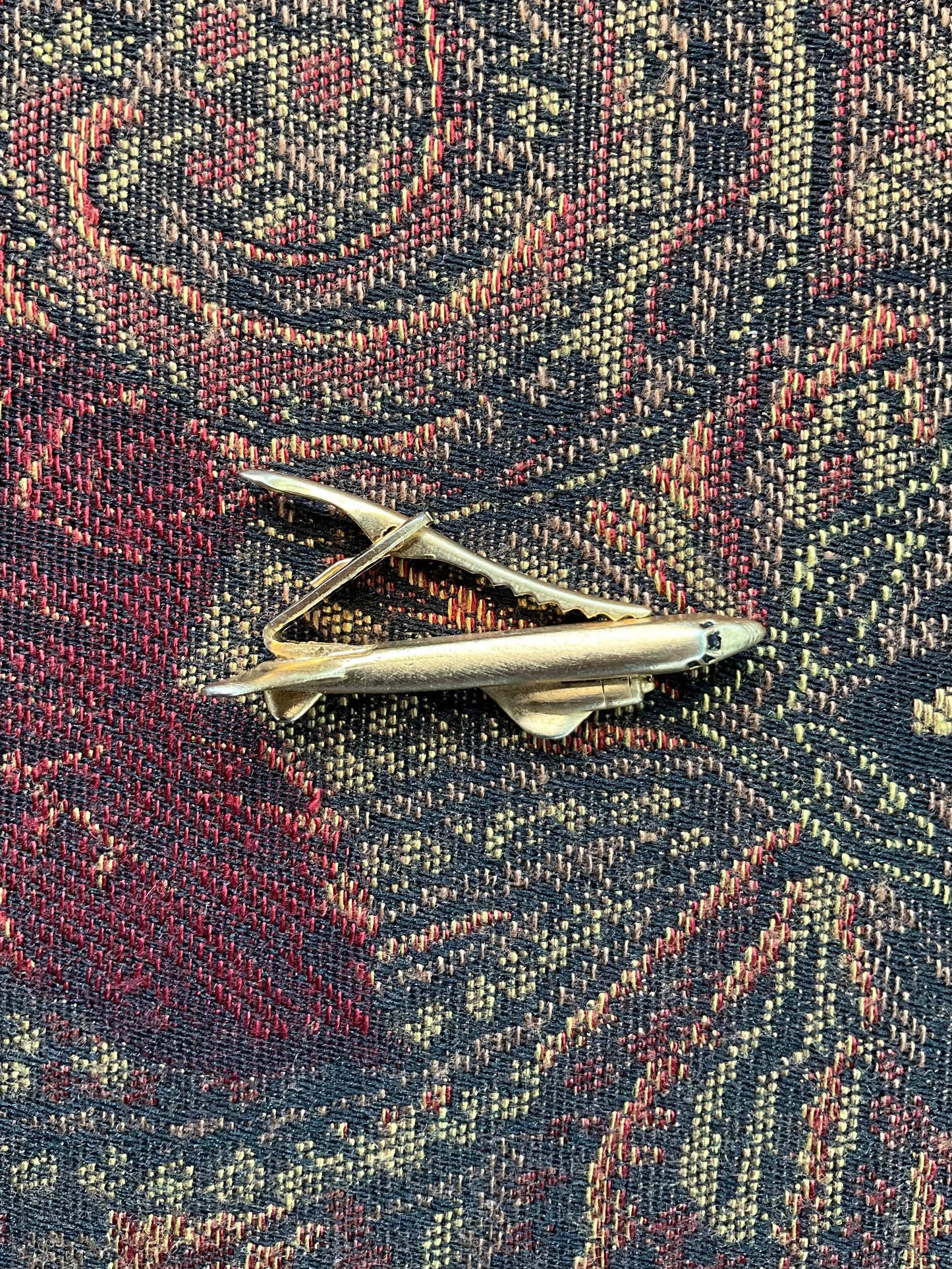 Vintage 1960s Gold Tone Airplane Tie Clip