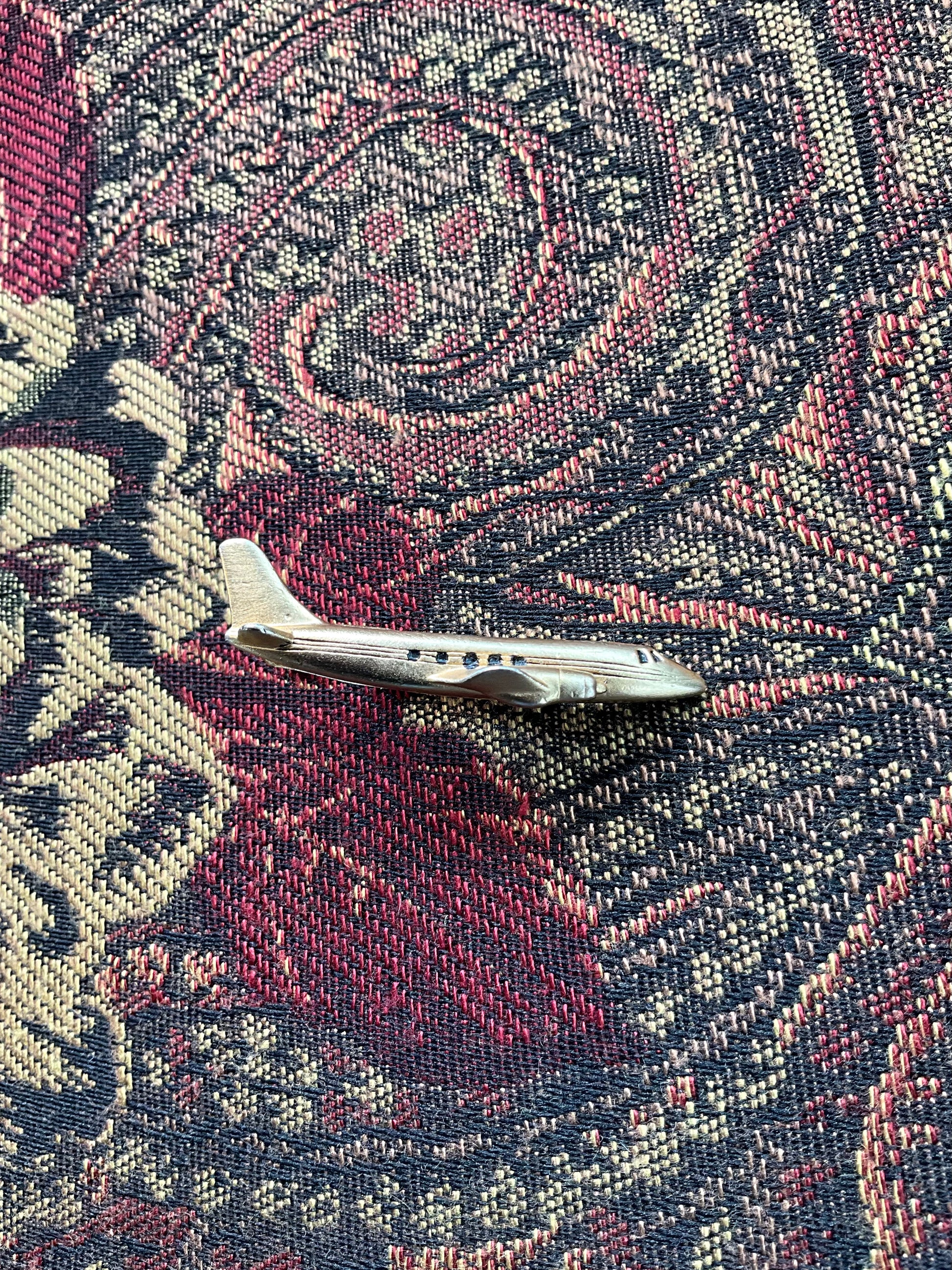 Vintage 1960s Gold Tone Airplane Tie Clip