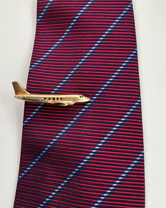 Vintage 1960s Gold Tone Airplane Tie Clip