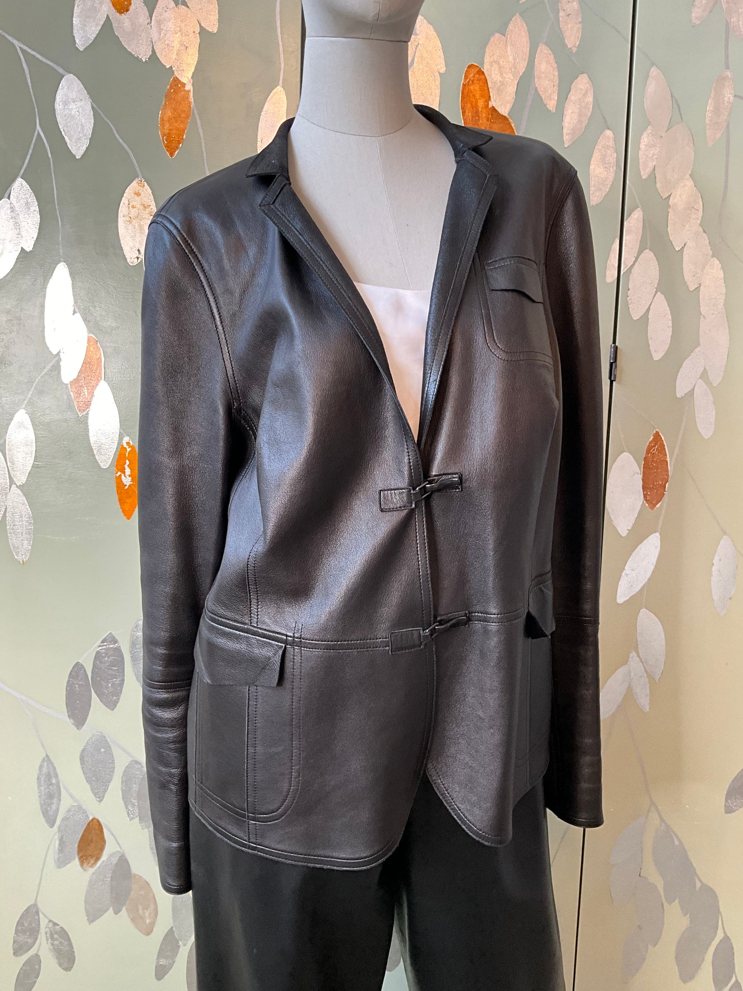 2000s Akris Punto Black Lamb Leather Jacket, Large 