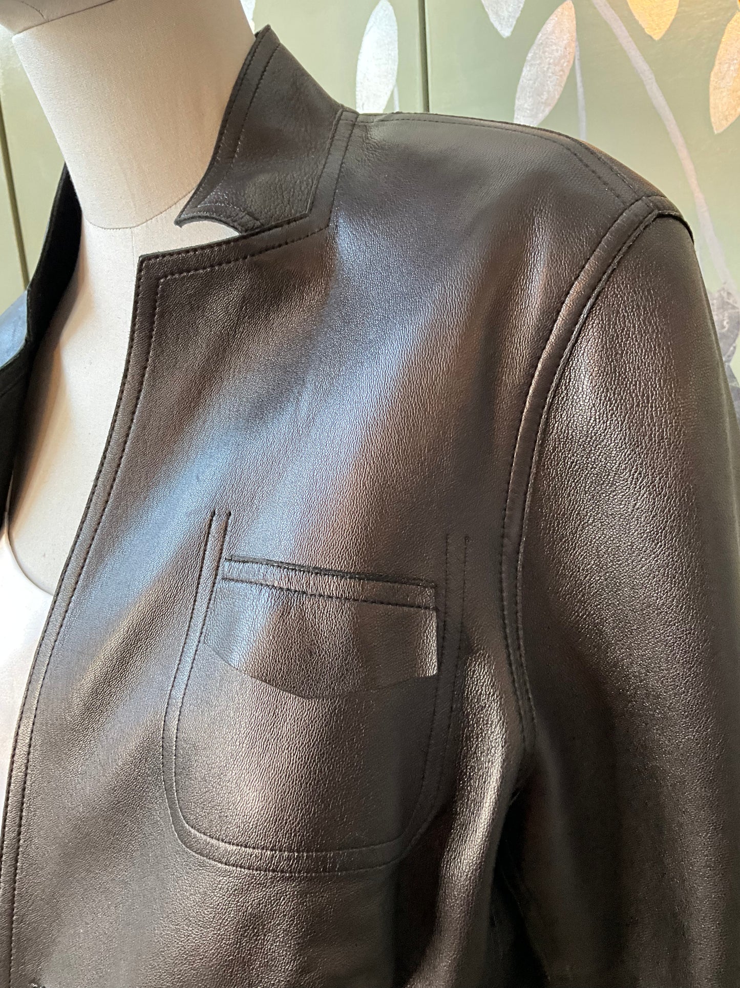 2000s Akris Punto Black Lamb Leather Jacket, Large 