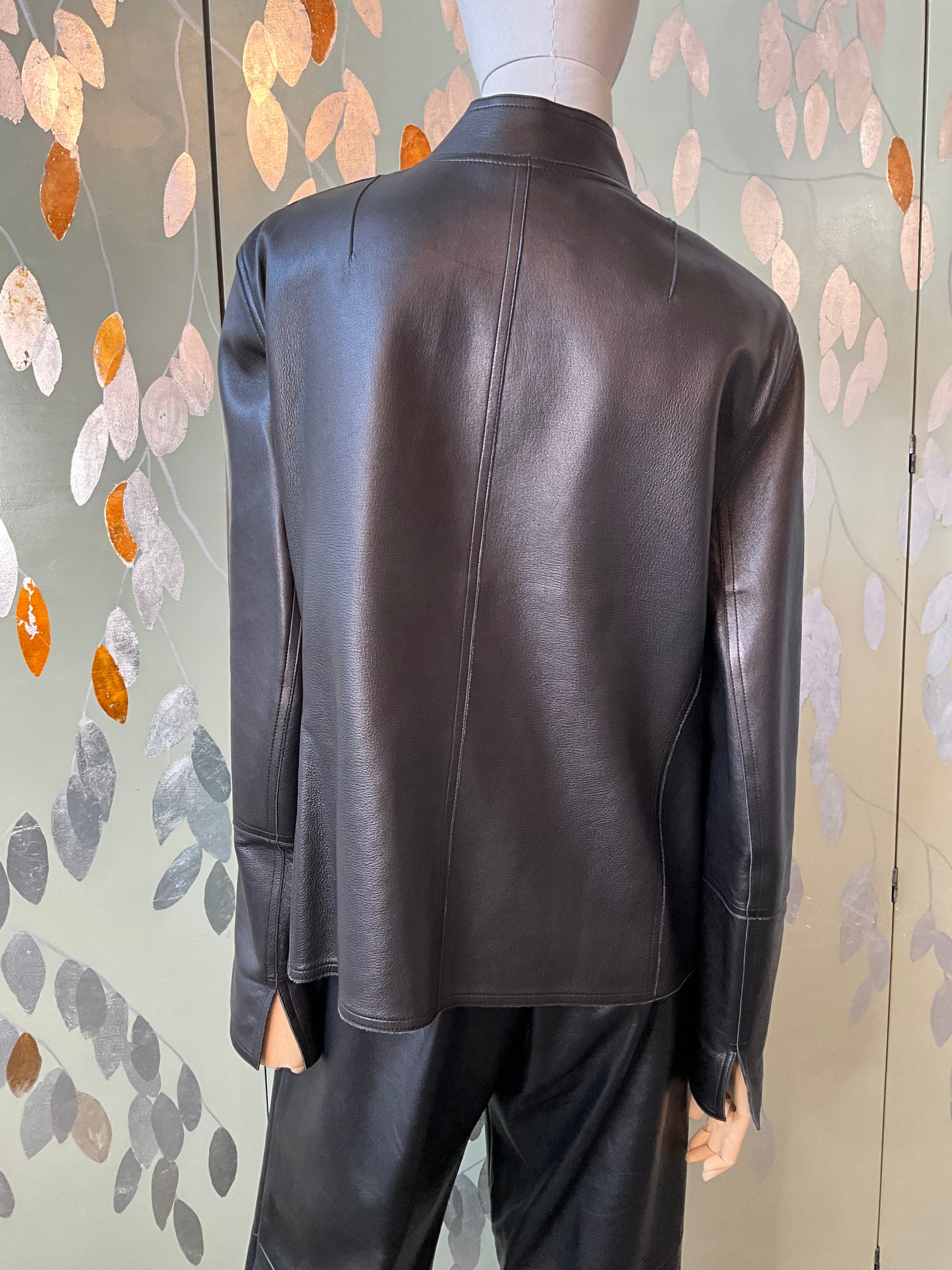 2000s Akris Punto Black Lamb Leather Jacket, Large 