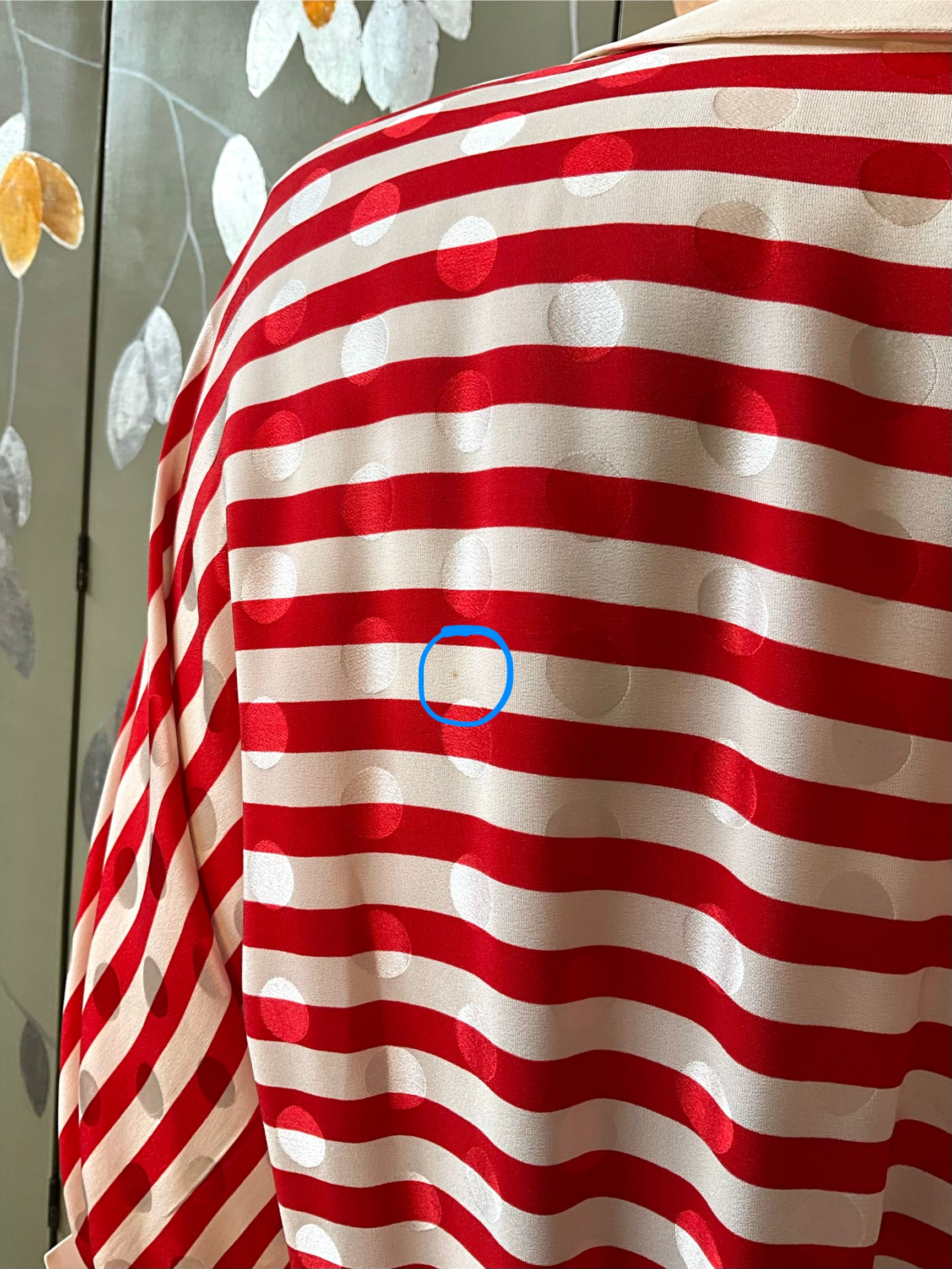Vintage 1980s Akris Red, Navy and White Striped Silk Dress, Small