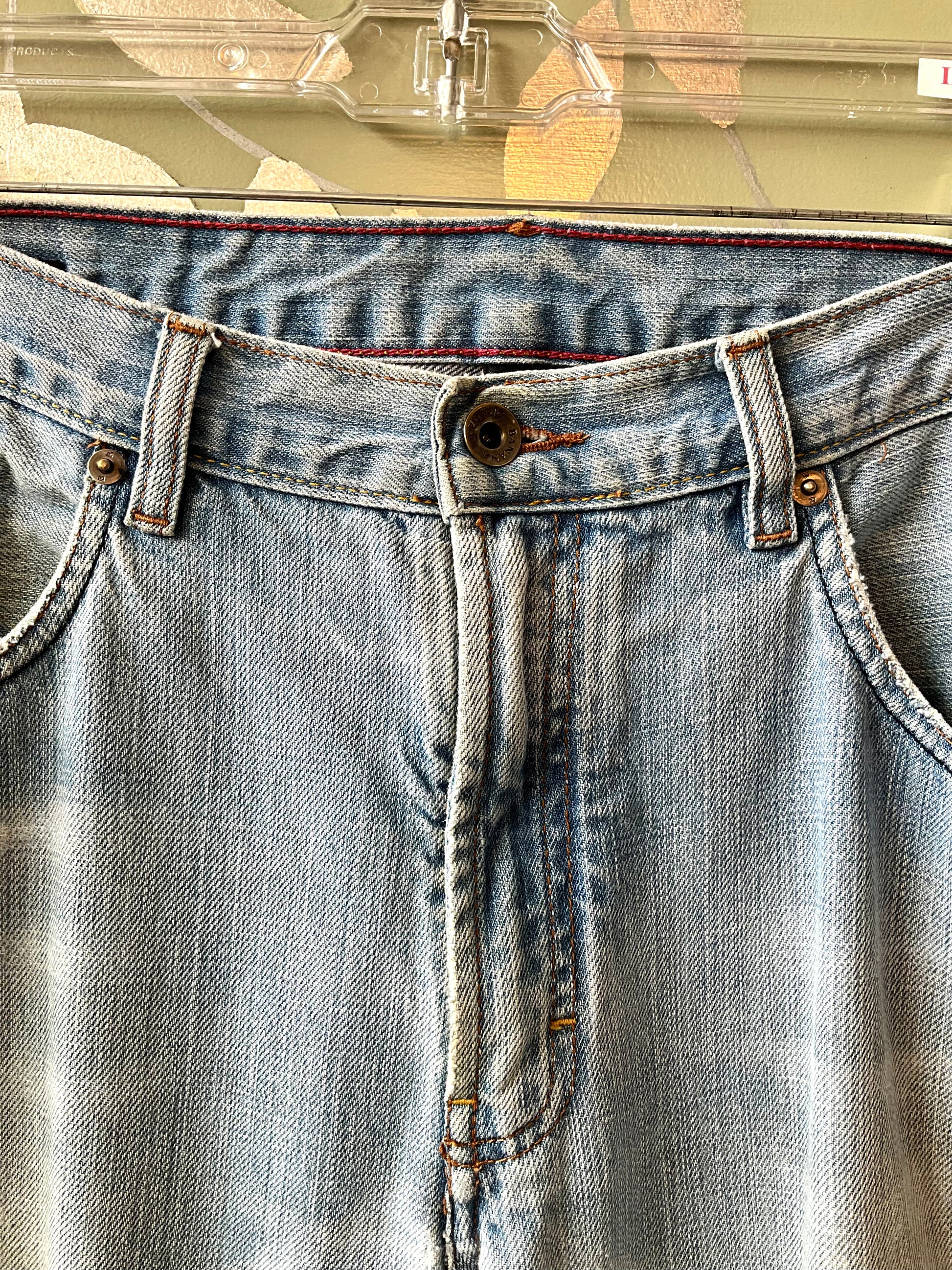 Vintage 2000s Men's Banana Republic Distressed Boot Cut Jeans, 35/32