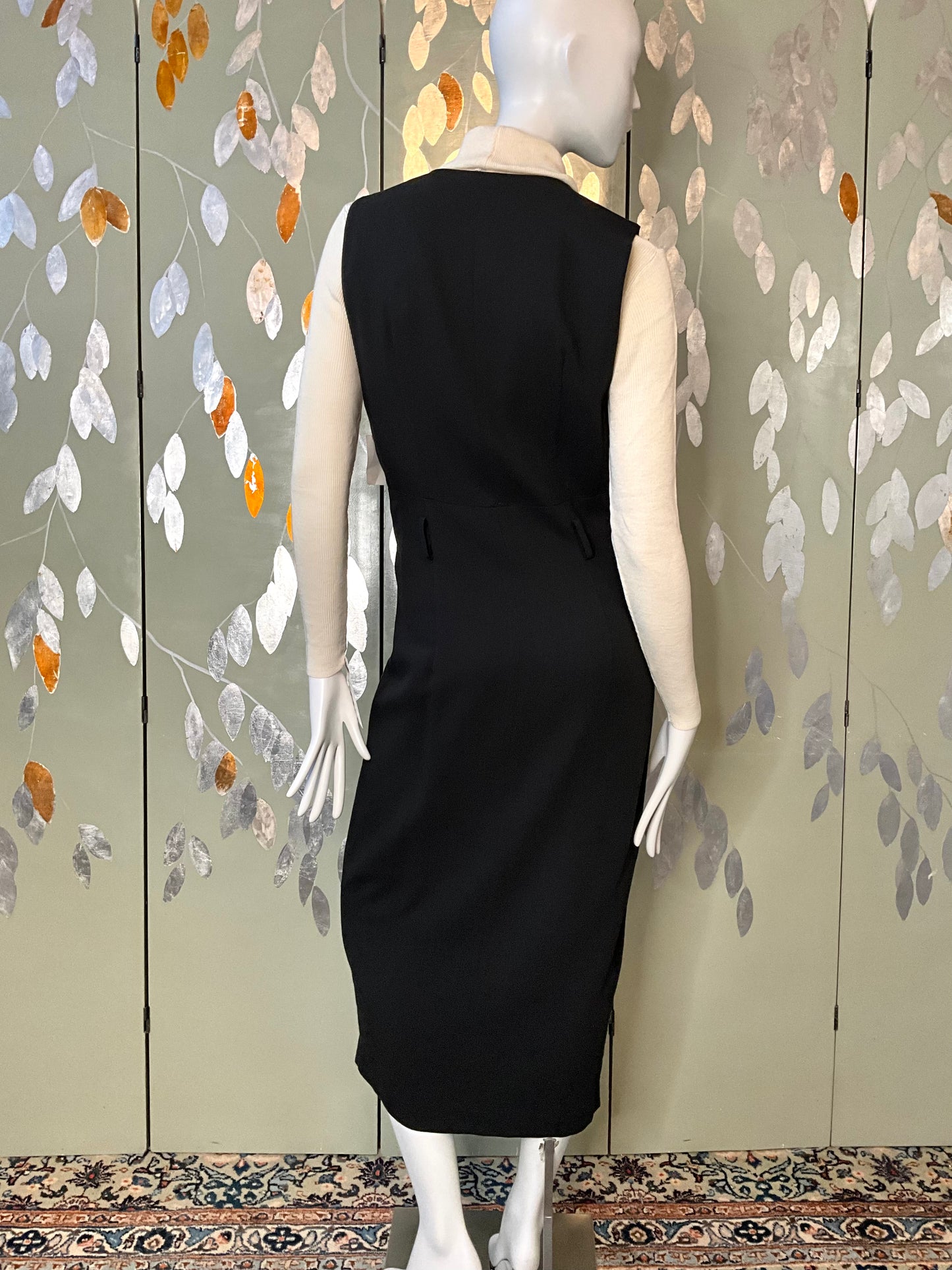 Vintage 1980s Black Sleeveless Button Up Maxi Jumper Dress