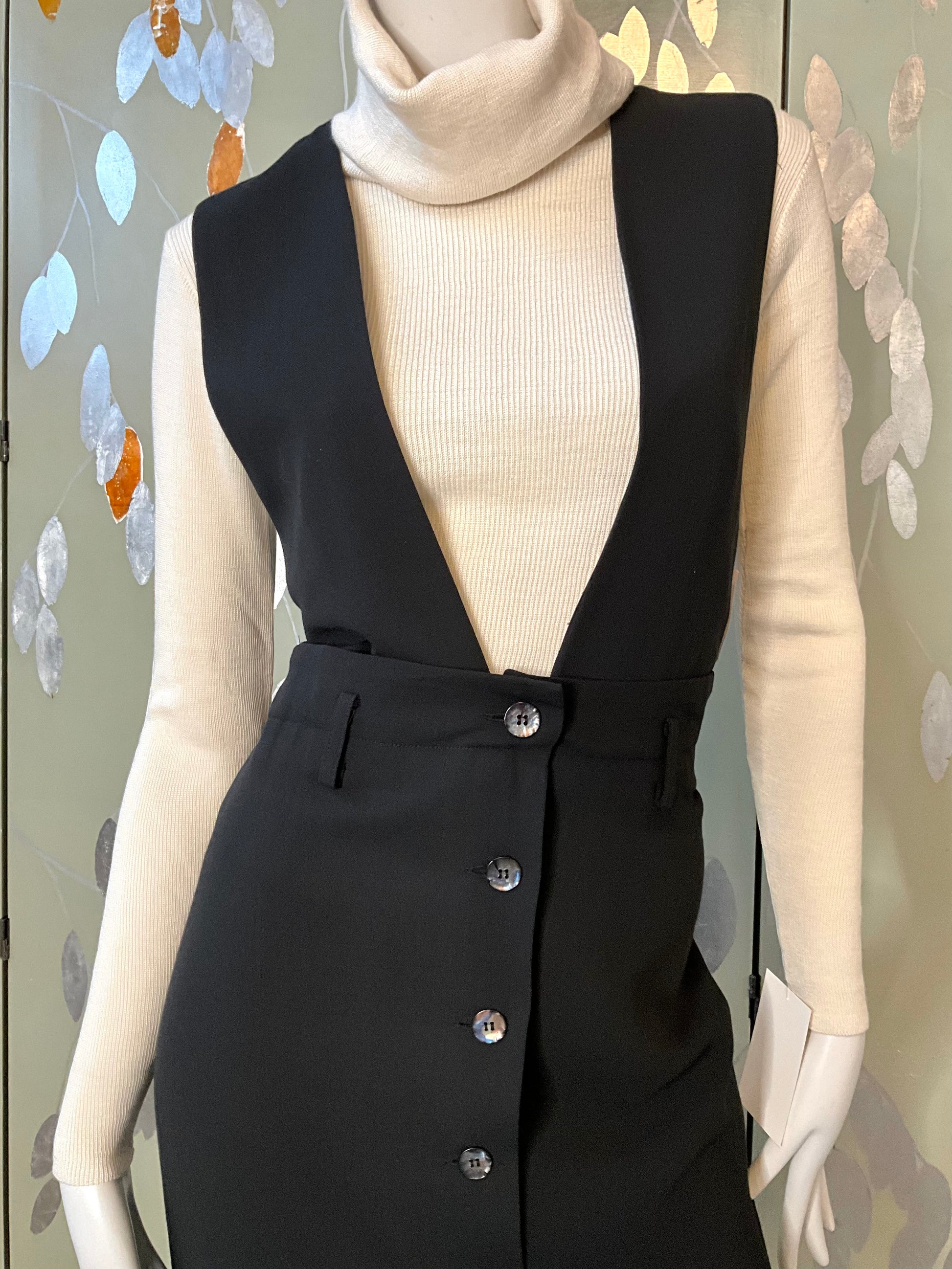 womens jumper dress black Cavosen Womens Overall Dress Knee Length Black Sleeveless Jumper Dress Midi Fashion Zipper Buckle Adjustable Plain Overall Dress Square Neck Dress