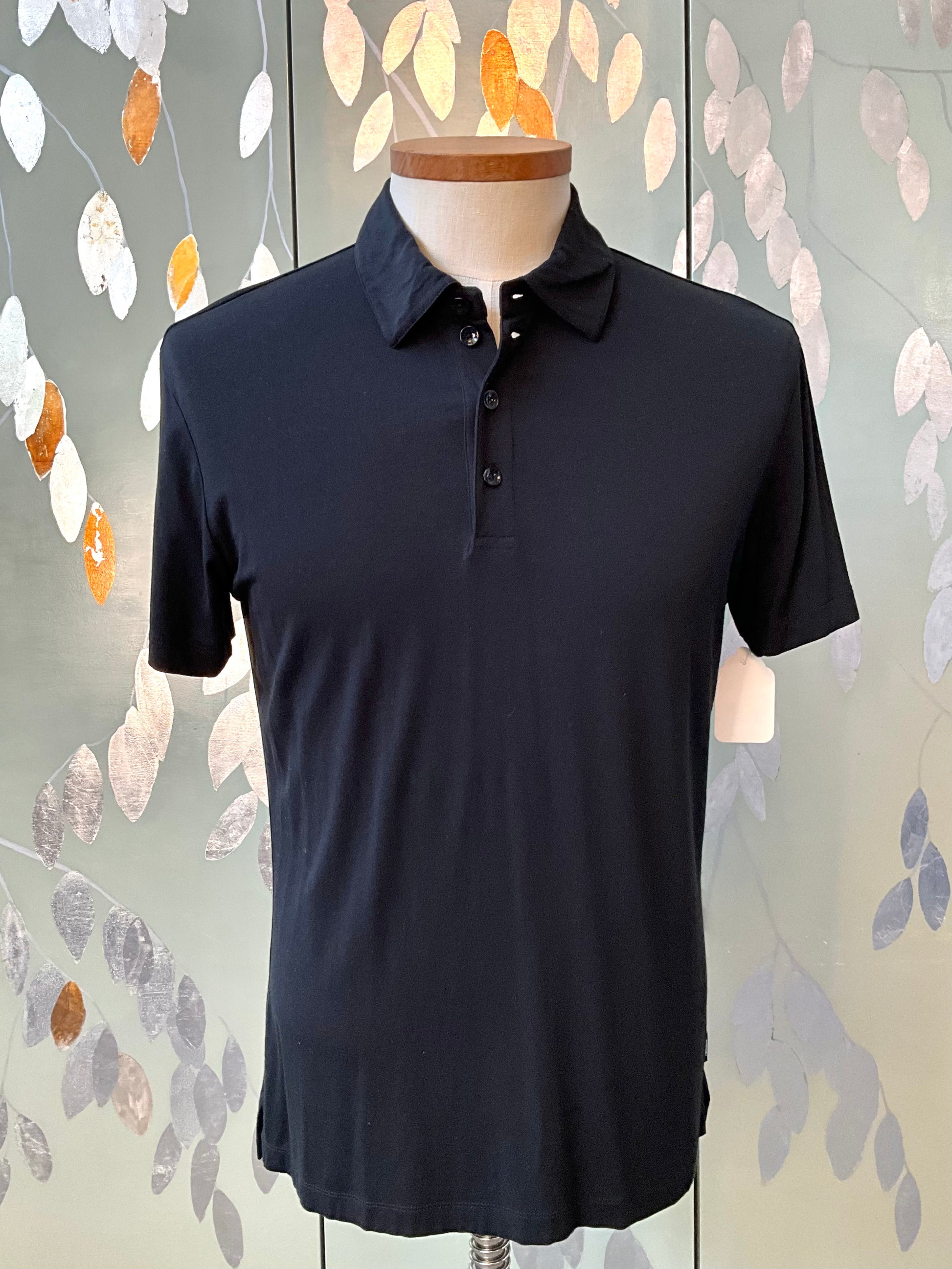 Men's Armani Black Jersey Short Sleeve Polo Shirt, Large 