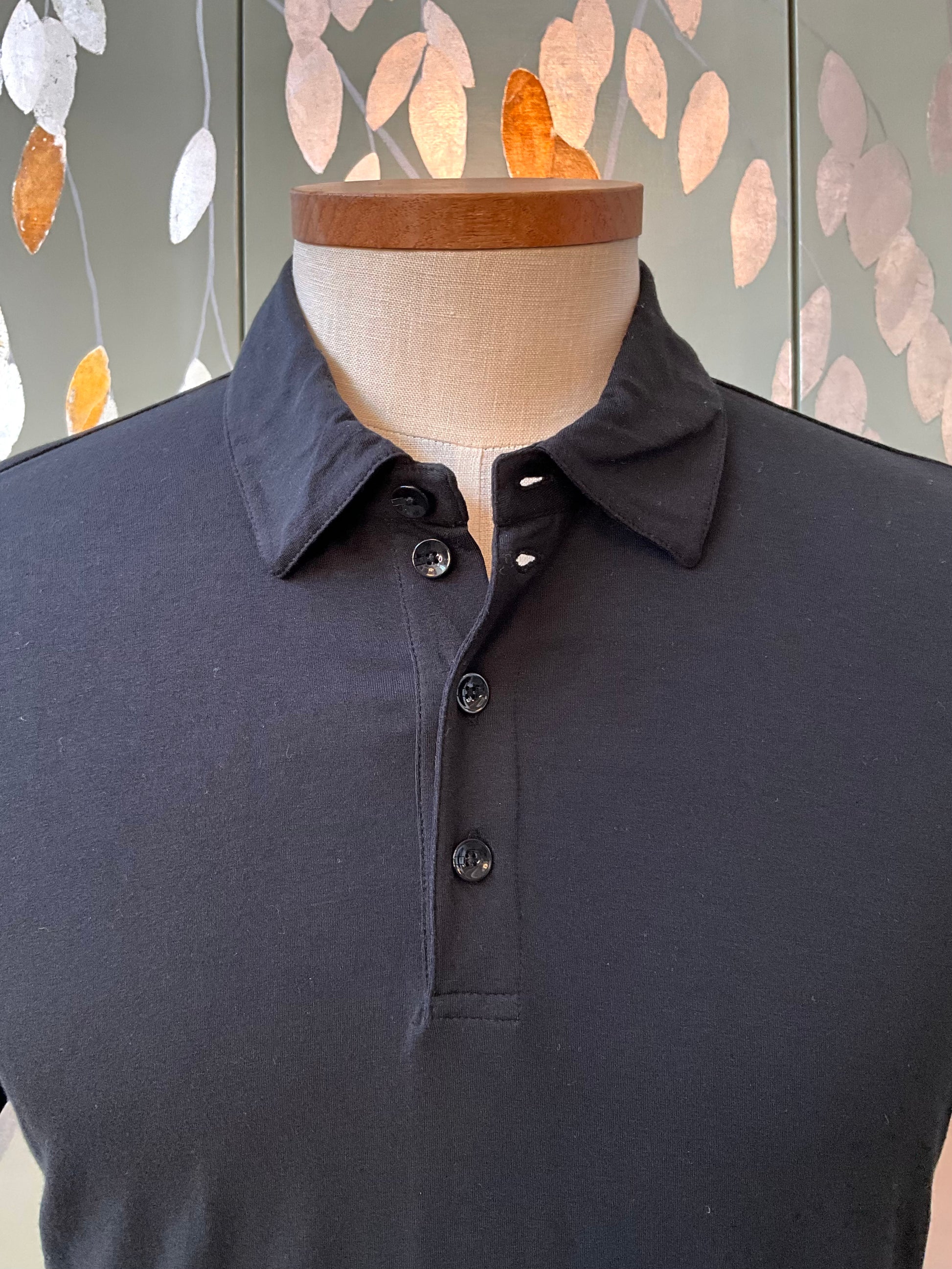 Men's Armani Black Jersey Short Sleeve Polo Shirt, Large 