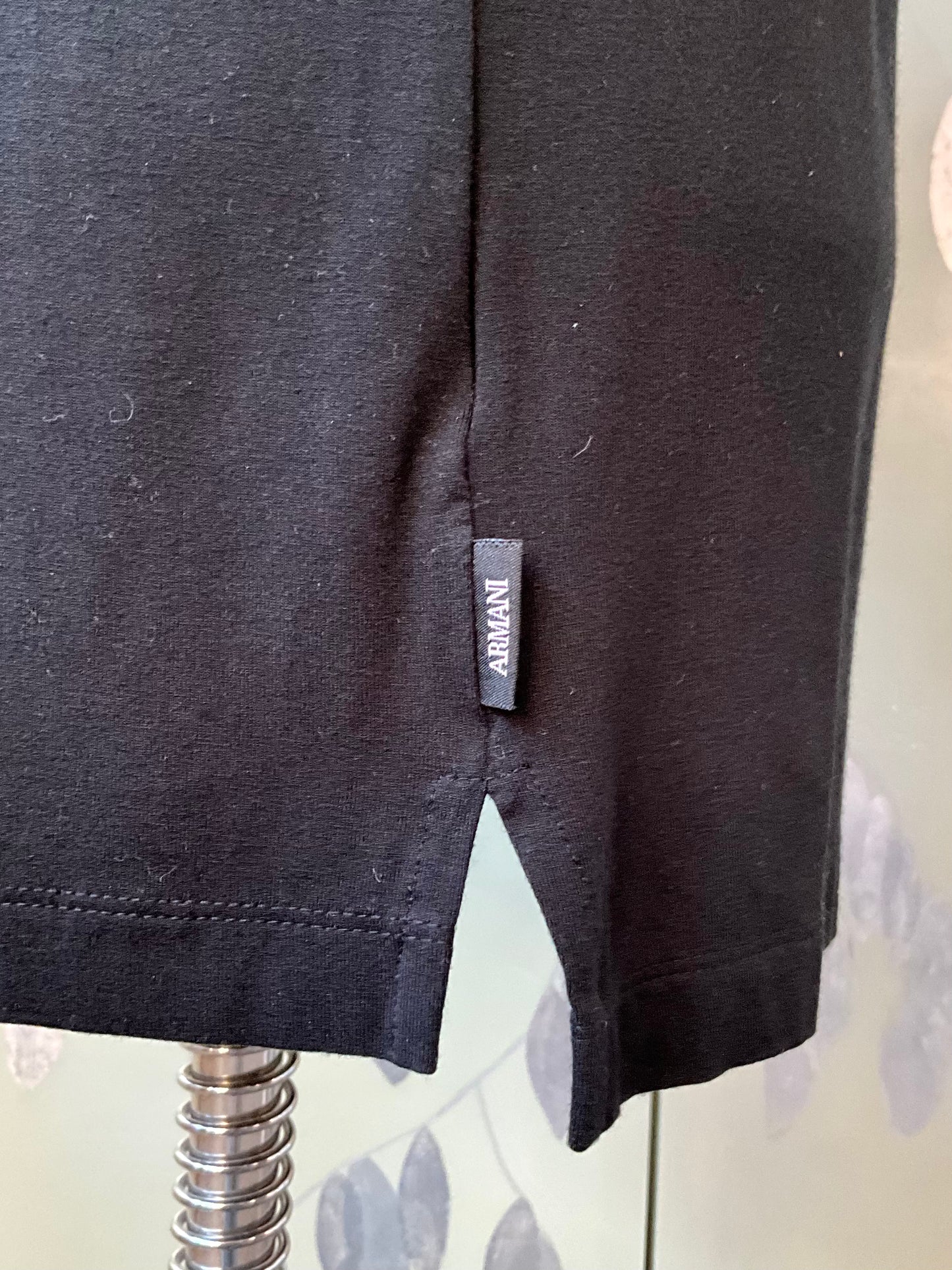 Men's Armani Black Jersey Short Sleeve Polo Shirt, Large 