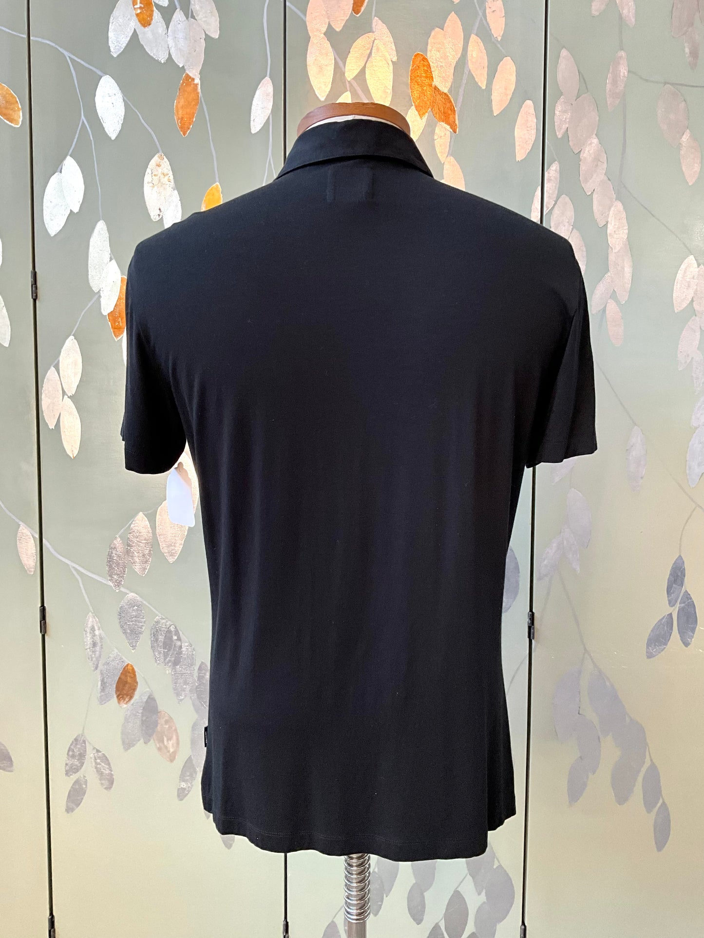 Men's Armani Black Jersey Short Sleeve Polo Shirt, Large 