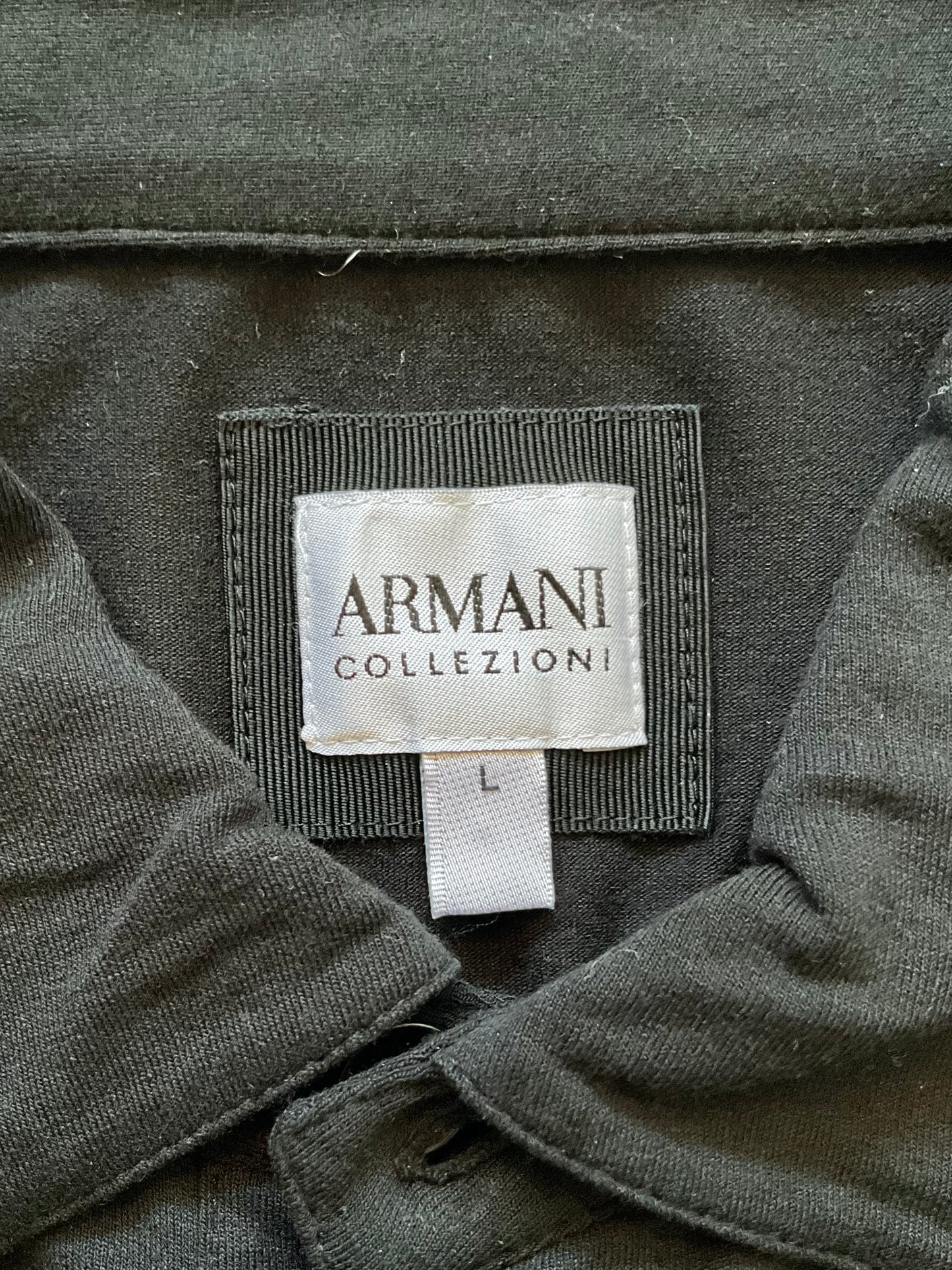 Men's Armani Black Jersey Short Sleeve Polo Shirt, Large 