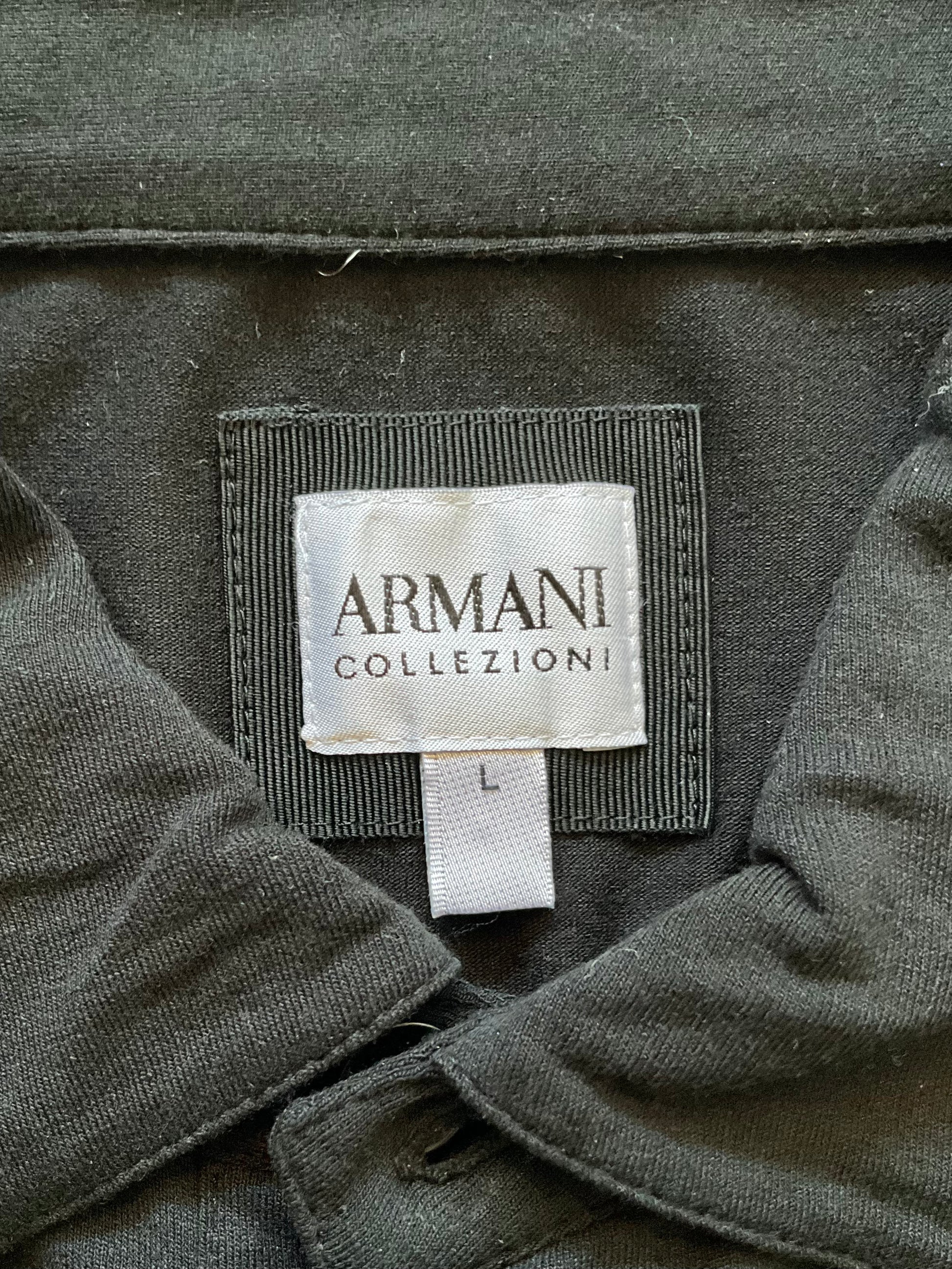 Men's Armani Black Jersey Short Sleeve Polo Shirt, Large 